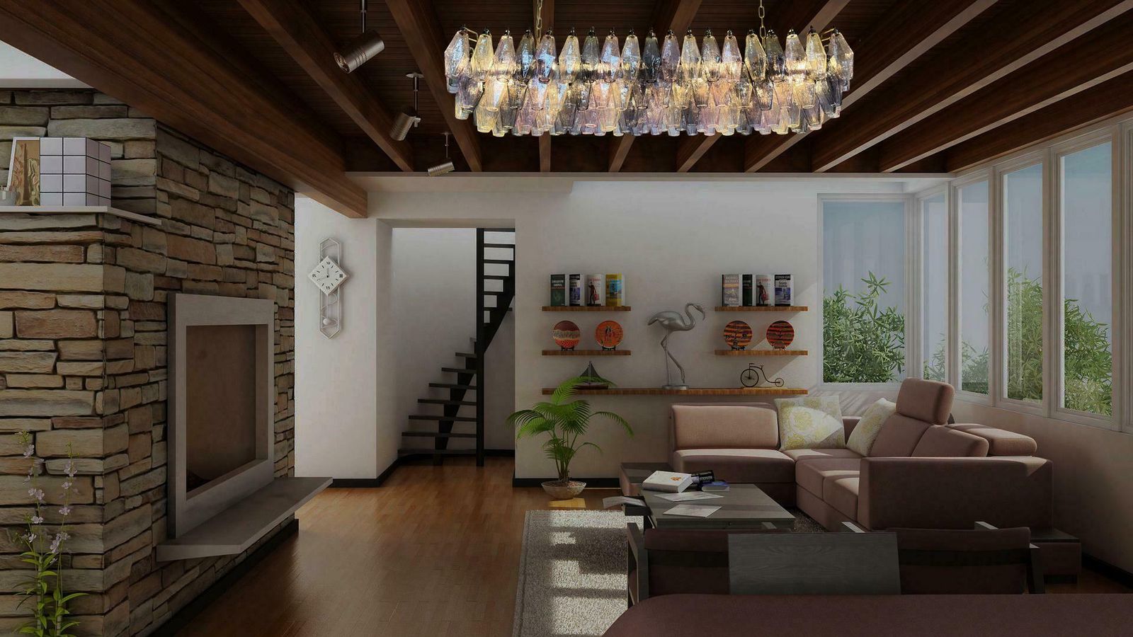 Elegant Murano Poliedri Chandelier   Carlo Scarpa Style   138 Multicoloured photo furniture