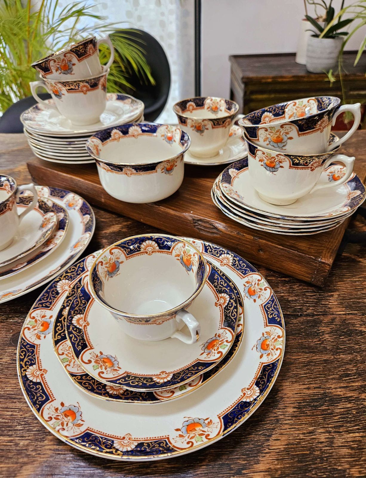 Extraordinary And Very Rare, 30 Piece Antique Tea Set In Woods Ivoreen China photo for sale