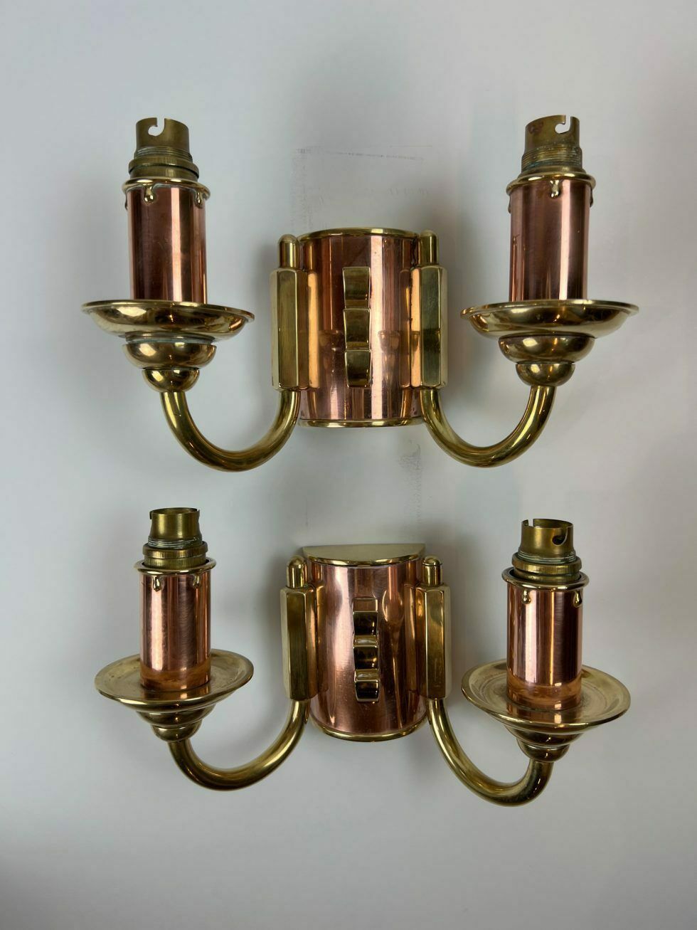 Lighting Set Of 2 Copper And Brass Wall Lamps, France – Set Of 2 Copper And Brass Wall Lamps, France photo