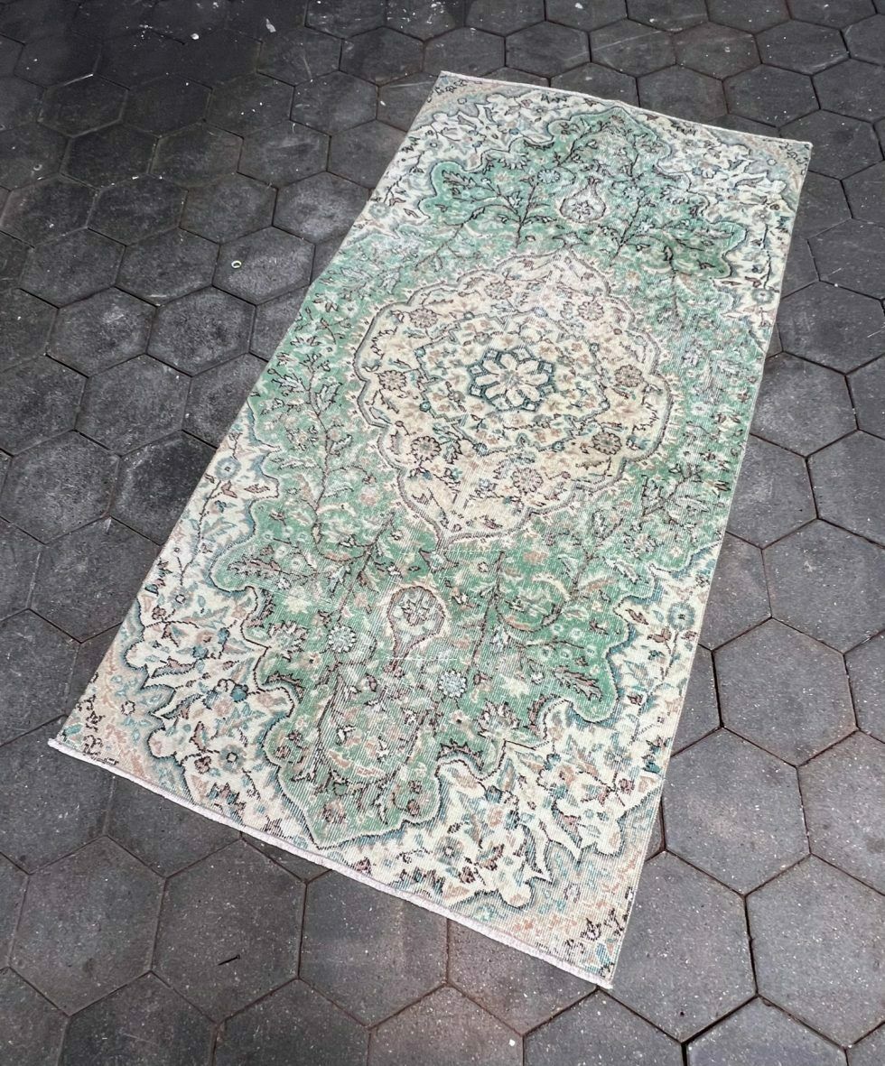 Green Vintage Yuruk Carpet 220 X 113 Cm, 1960's photo buy