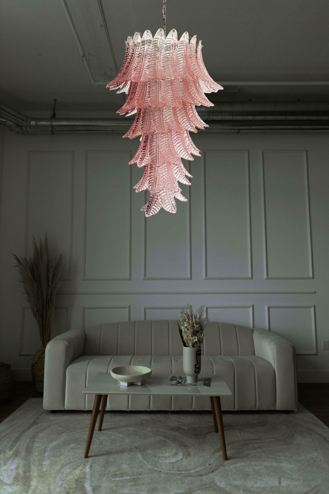 Majestic Italian Murano Felci Glass Spiral Chandeliers   83 Pink Glasses photo 8311.0