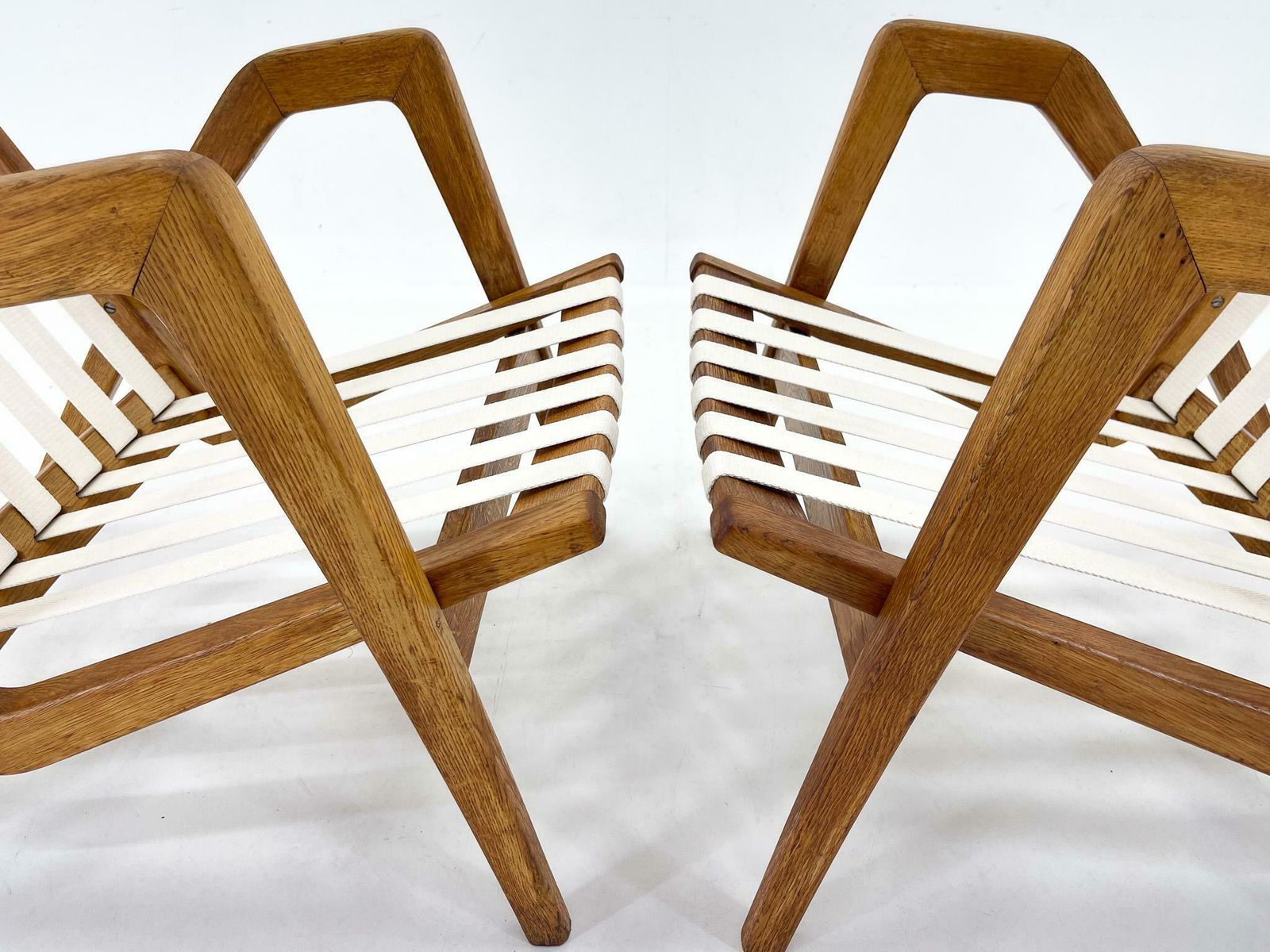 Pair Of 1970s Jan Vaněk Oak Armchairs, Czechoslovakia photo vintage