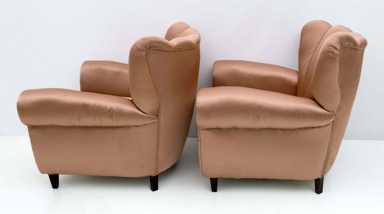 Pair Of Mid Century Modern Italian Satin Armchairs, 1950s photo vinterior