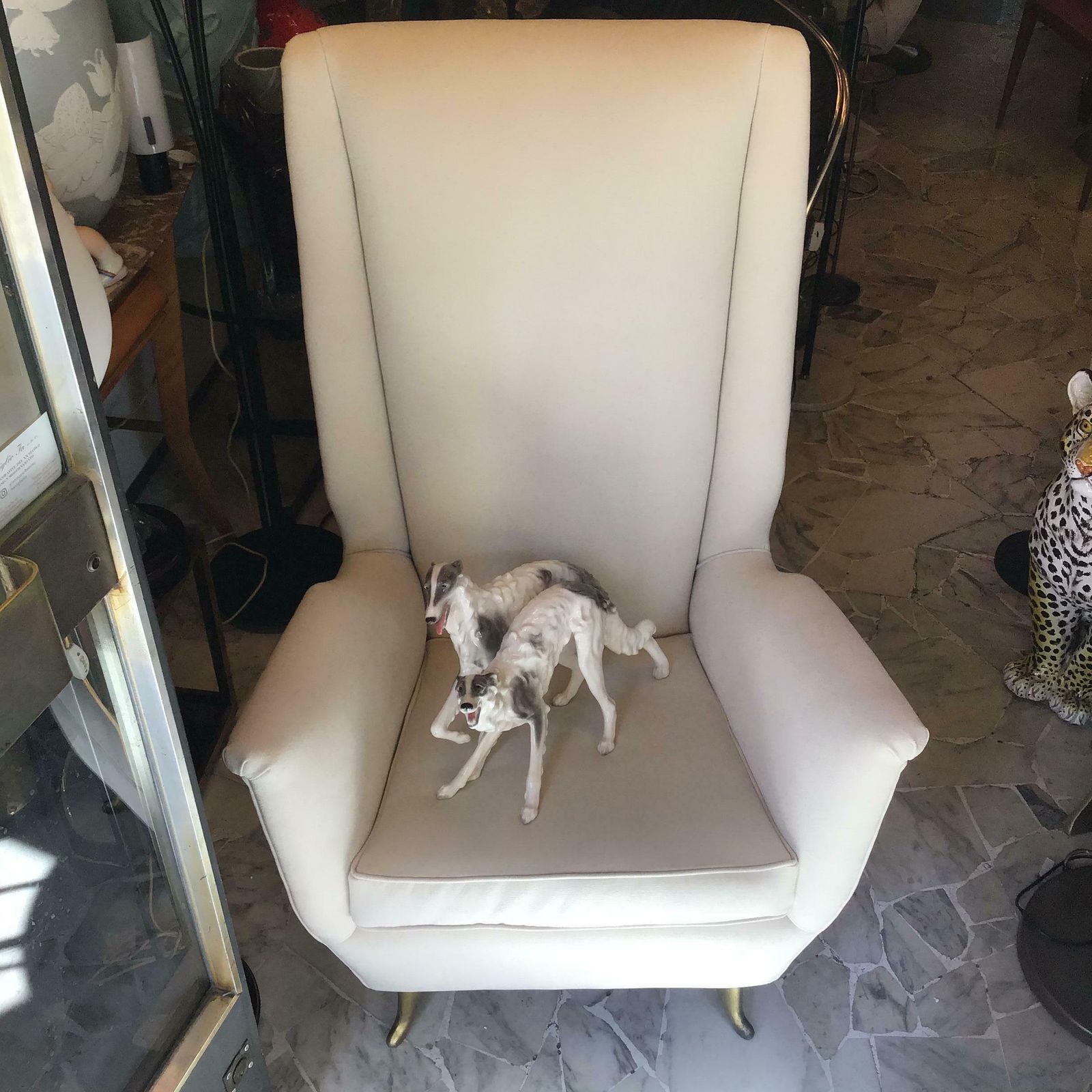 5723.0 Gio Ponti " Isa" Iconic Armchair Brass Wood Stoffa 1950 Italy photo
