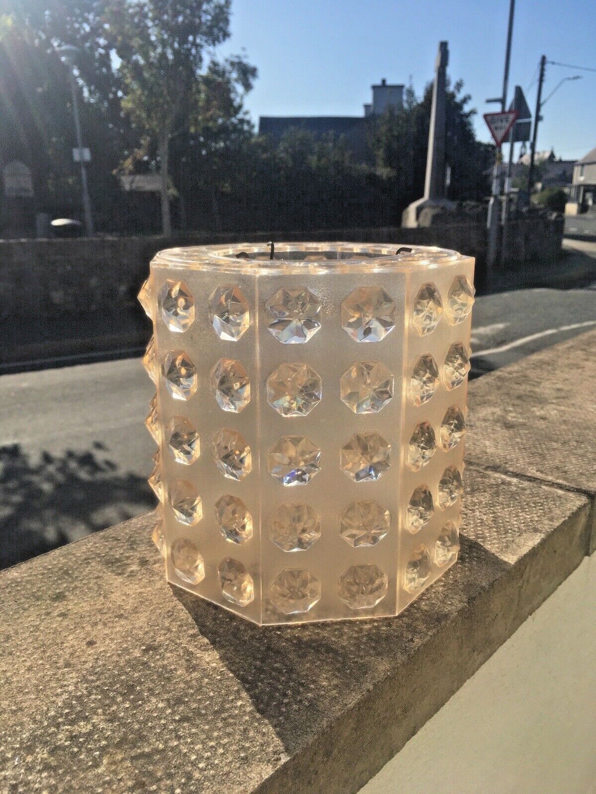 Retro 60's 70's Knobbly Plastic Octagonal Mcm Pendant Light Lamp Shade Vintage photo Lighting