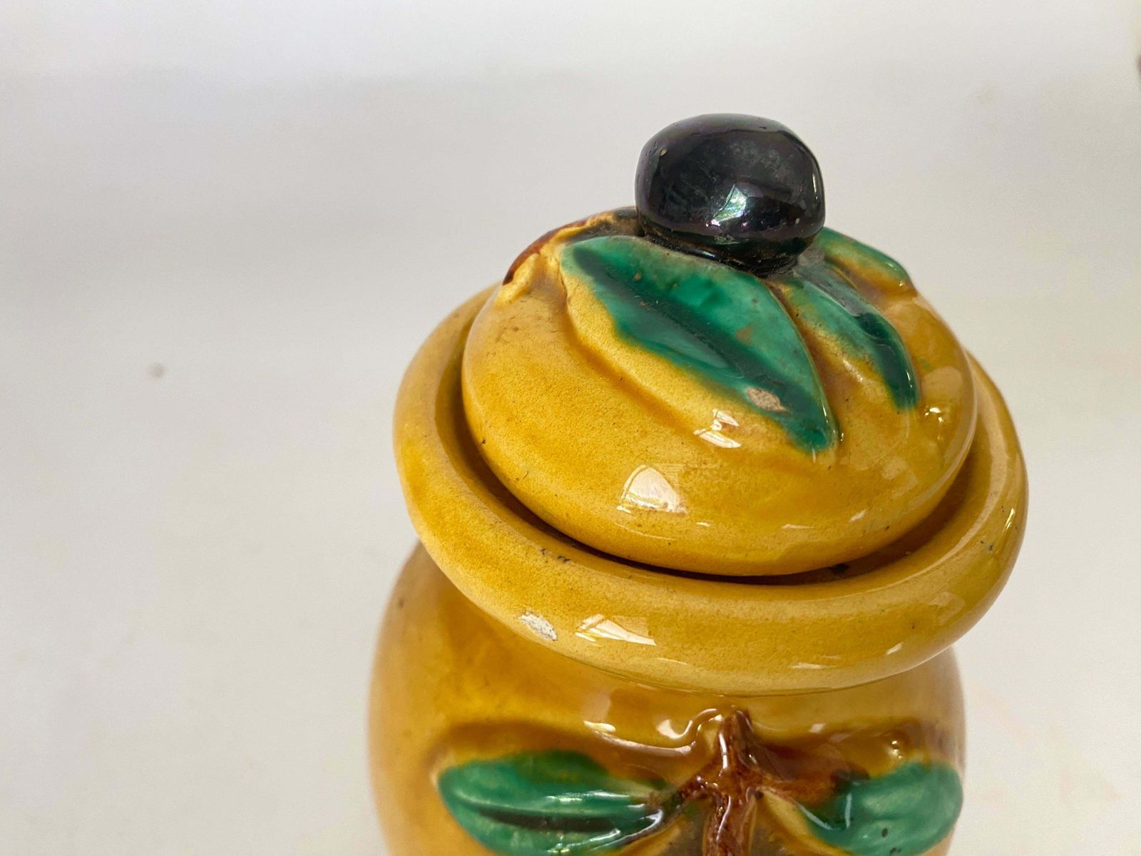 Vallauris Ocher Earthenware Olive Pot France 1970 Yellow Color photo vinterior