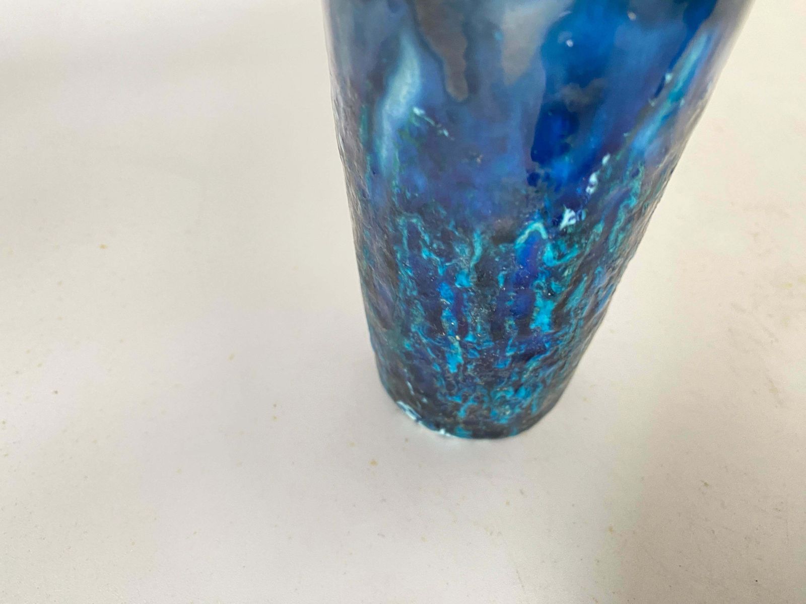 Set Of 4 Glasses In Ceramic Blue Color Italy 1960 Bistosi Style photo for sale
