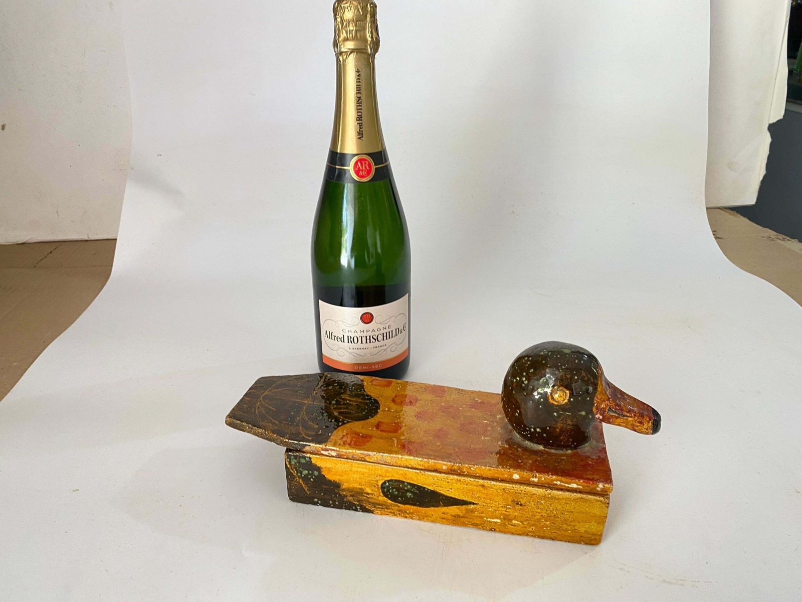 photo furniture Decorative Box In Ceramic Reprensenting A Duck Brown Color France XX Century