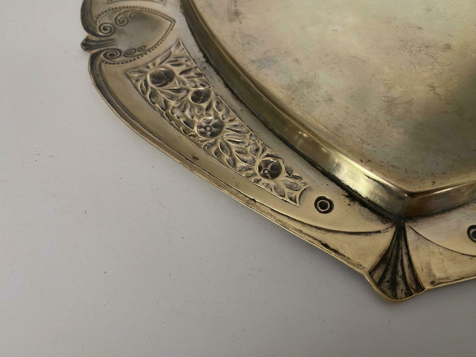 Platter In Brass Art Deco Period Gold Color Signed France 1940 £237.73 photo Home Decor