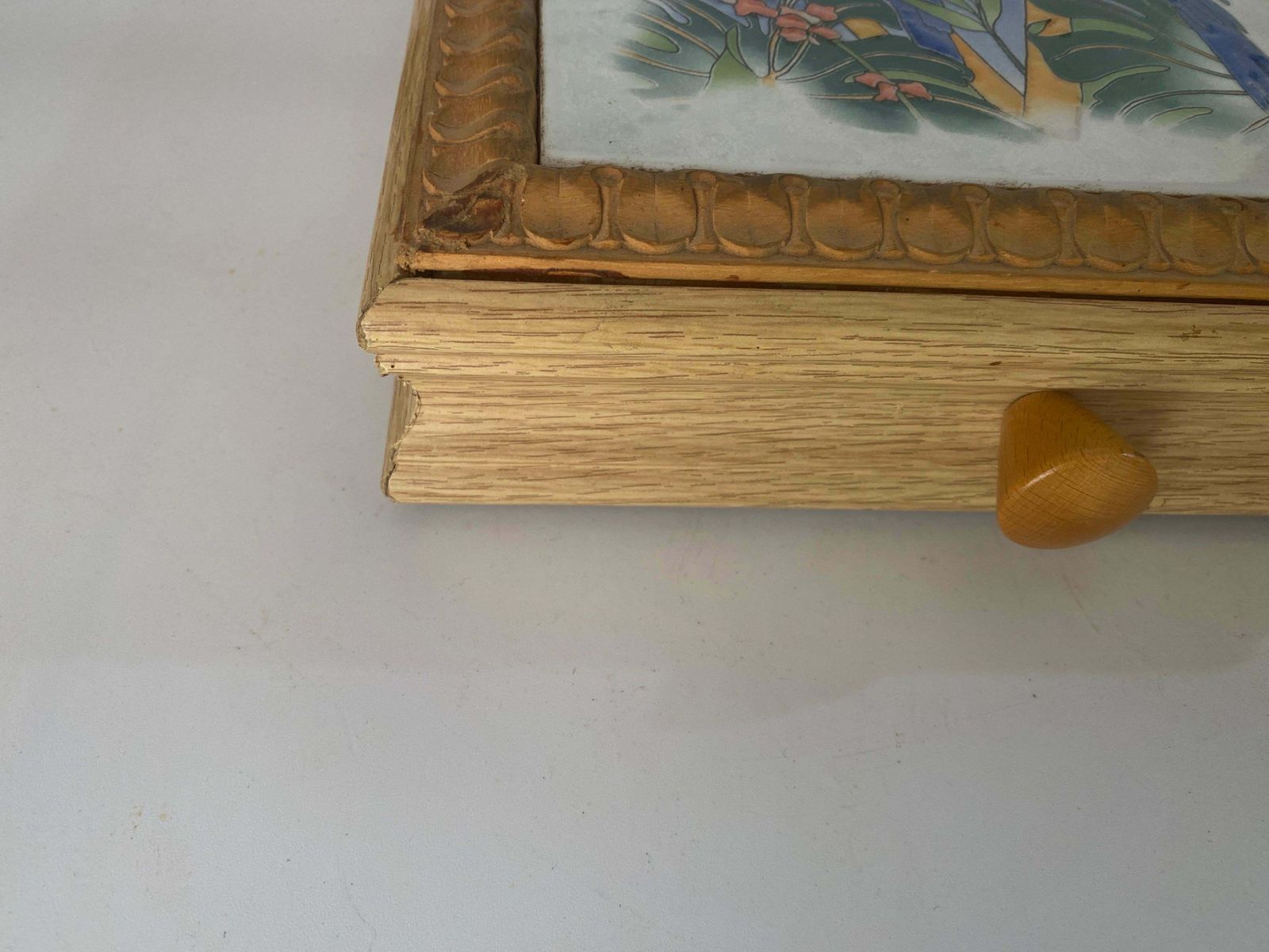 Ceramic Center Table Or Trivet With A Wood Box Made In France, Circa 1970 photo 370.0