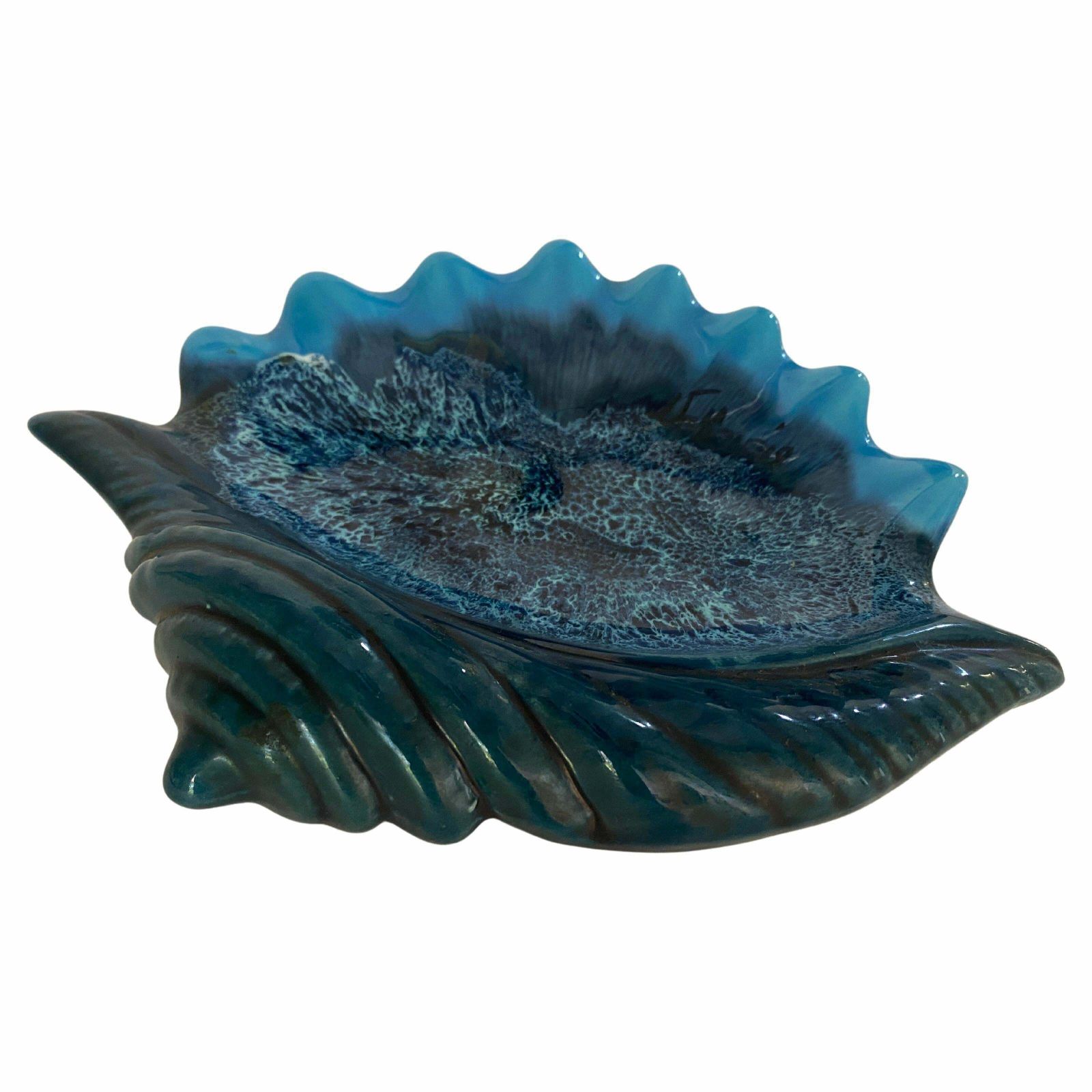 Ceramic Blue Ashtray Or Vide Poche In A Shell Form Circa 1960 France
