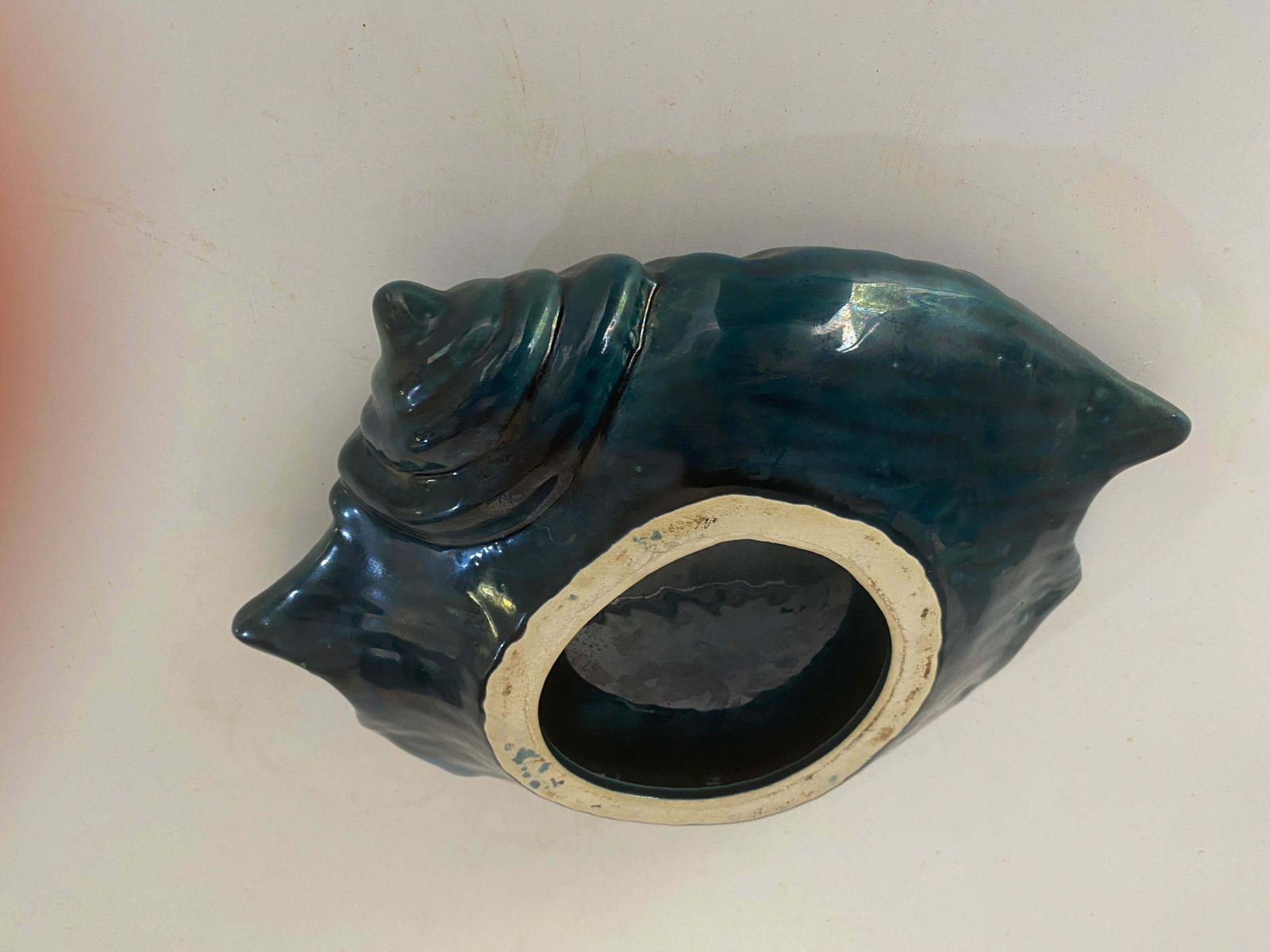 Ceramic Blue Ashtray Or Vide Poche In A Shell Form Circa 1960 France photo furniture