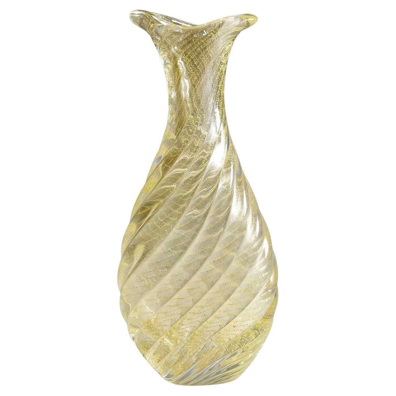Flavio Poli For Seguso Vetri D'arte Vase Incrociato Oro 1949