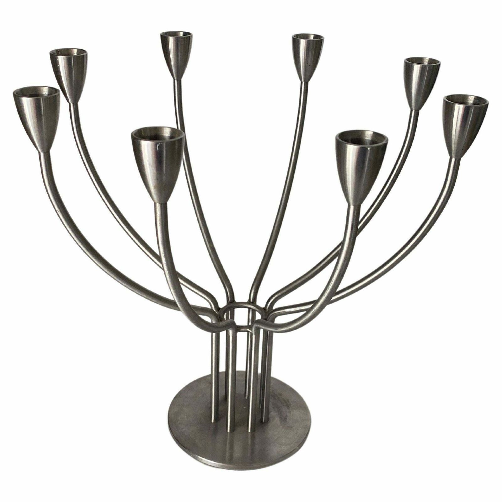 Metal Candleholder By Hagberg Swenden 20th Century Siver Color 8 Arms