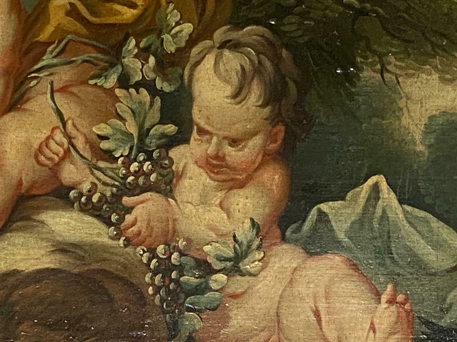 Antique French Pair Of Large Oils On Canvas Painting Of Cherubs 18eme Century photo for sale