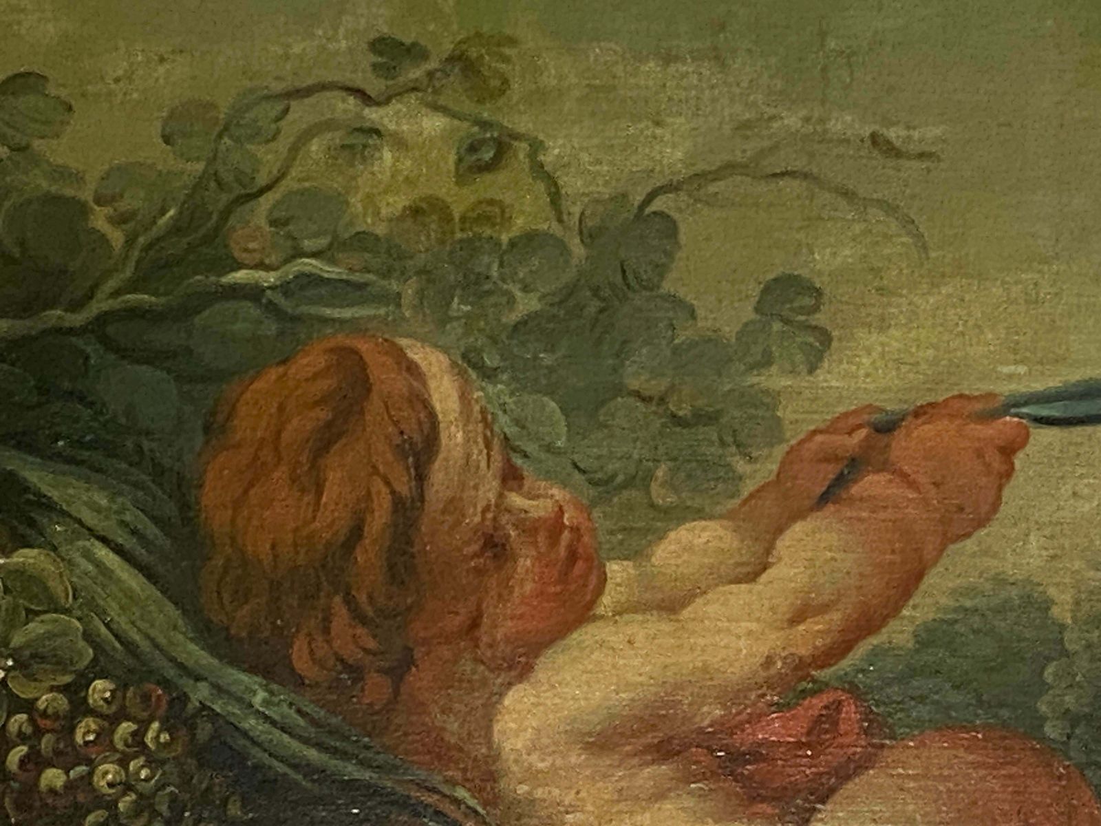 Antique French Pair Of Large Oils On Canvas Painting Of Cherubs 18eme Century photo Art
