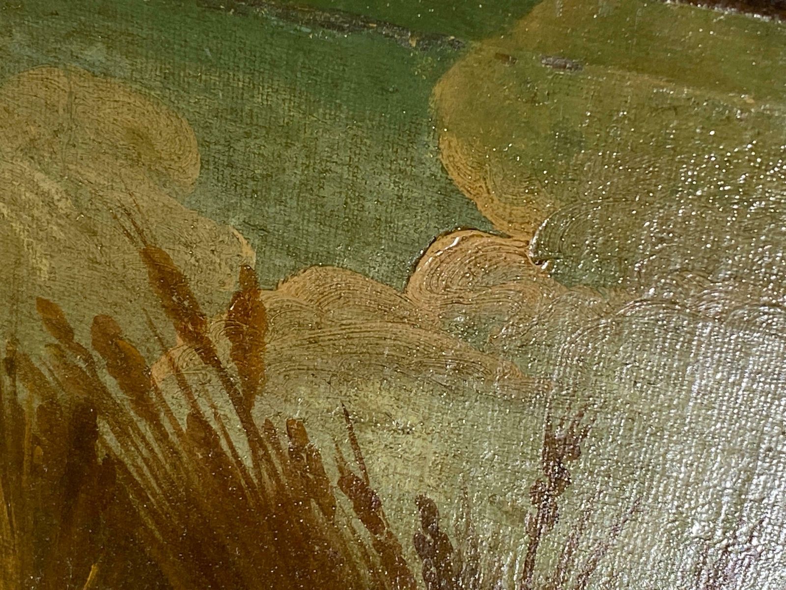 8453.0 Antique French Pair Of Large Oils On Canvas Painting Of Cherubs 18eme Century photo