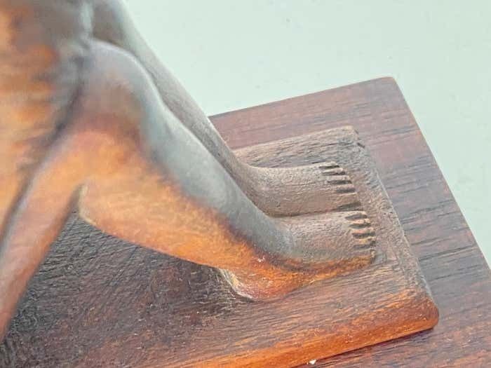 Pair Of Art Deco Birds Book Ends, Wood, Brown France, 1940 photo for sale