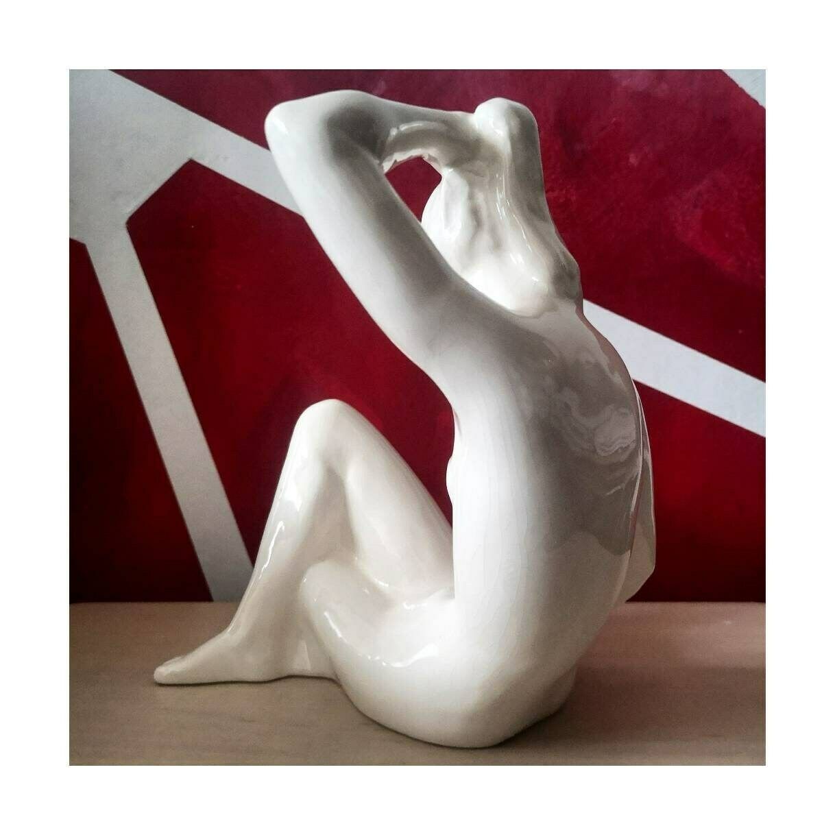 Rare Mid Century Modern Ceramic Figurine Of A Nude Woman By Bohumil Kokrda // Made In Czechoslovakia In 1960s photo vinterior