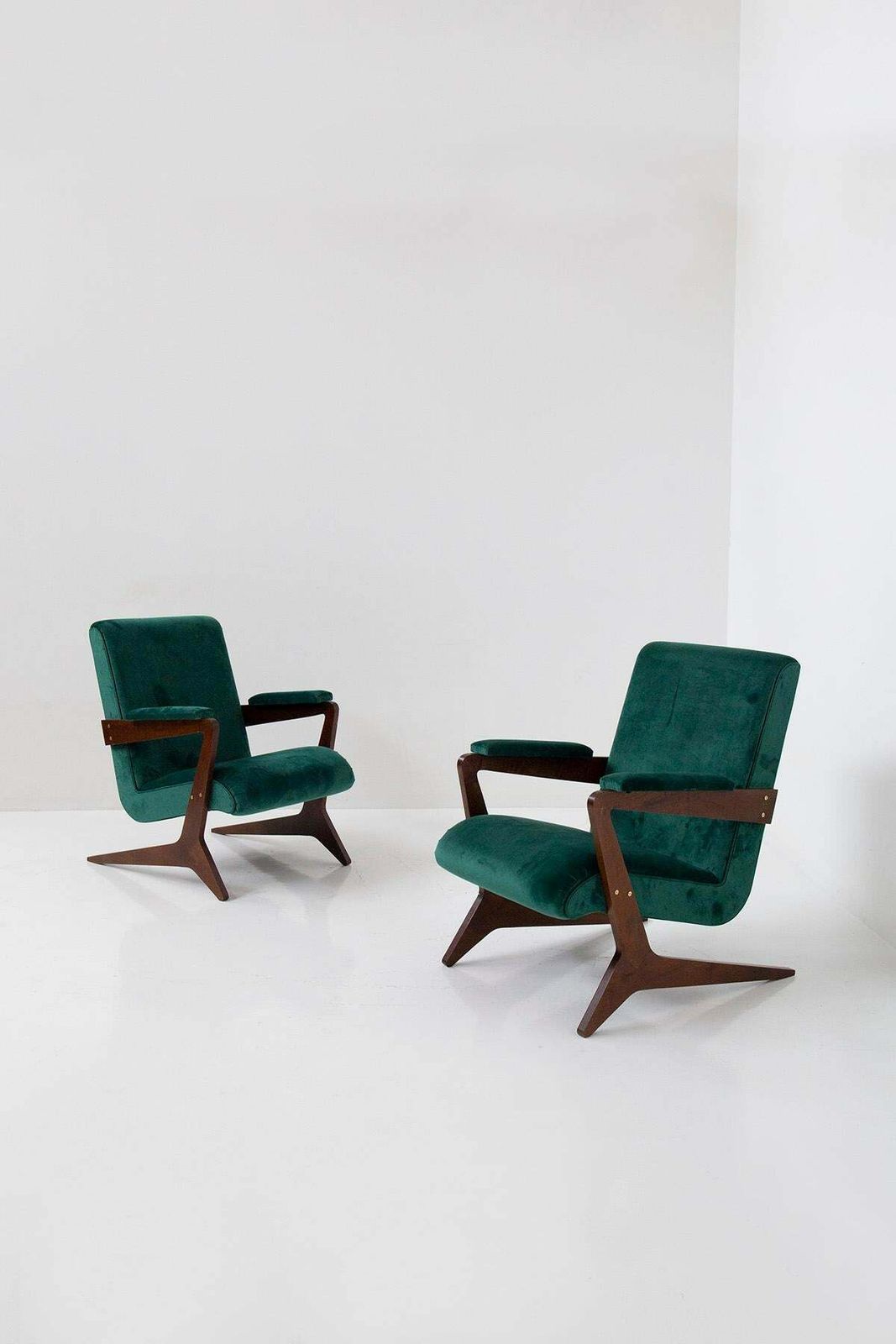 Pair Of Brazilian Green Velvet Armchairs, 20th Century £5,723.17per Set photo furniture