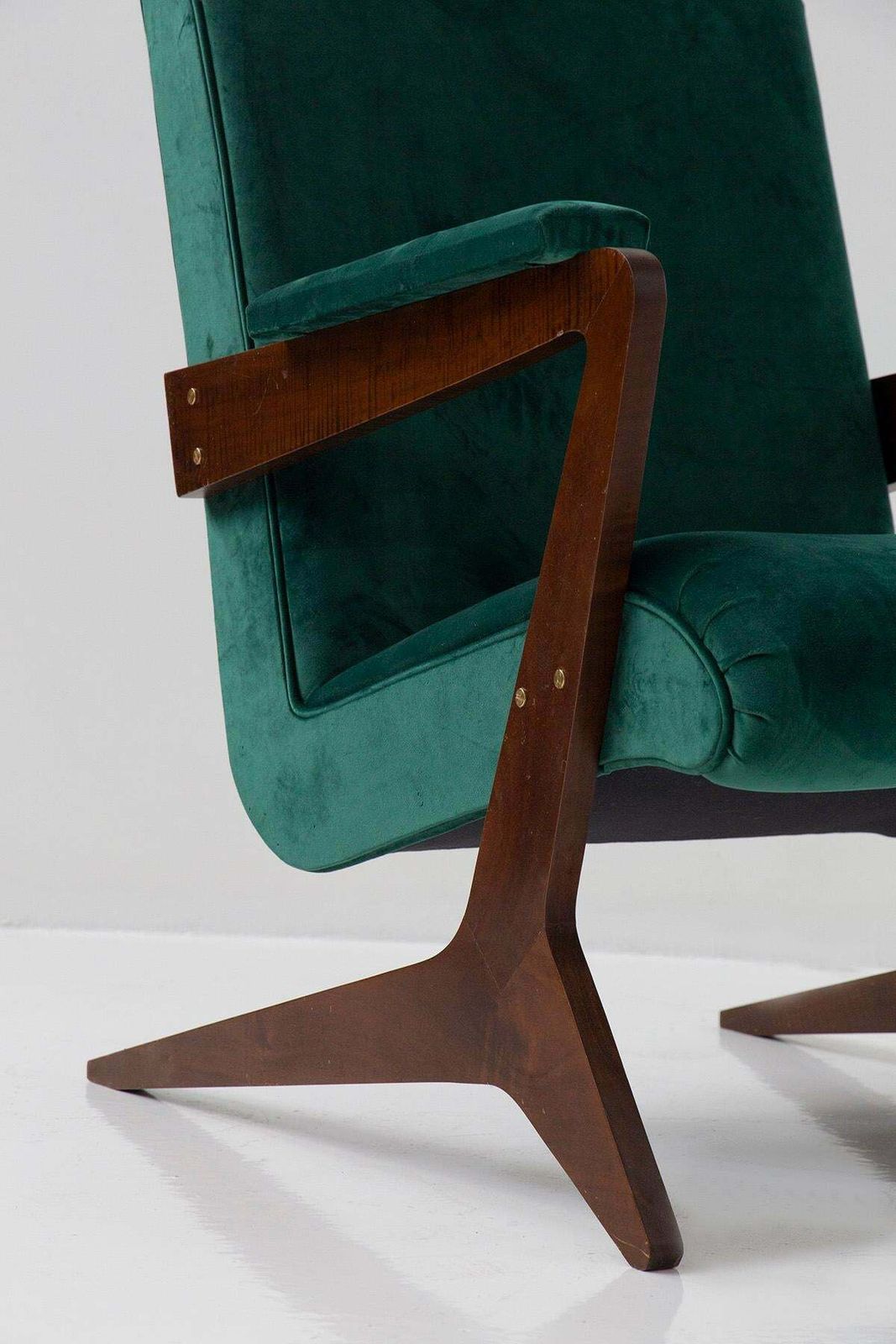 Pair Of Brazilian Green Velvet Armchairs, 20th Century £5,723.17per Set photo 6868.0