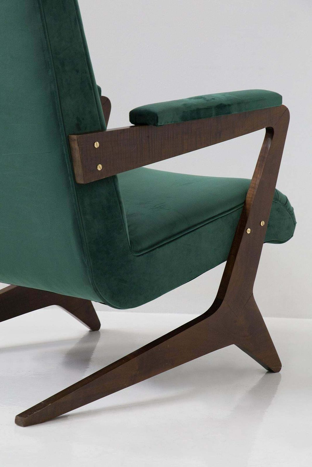 photo for sale Pair Of Brazilian Green Velvet Armchairs, 20th Century £5,723.17per Set