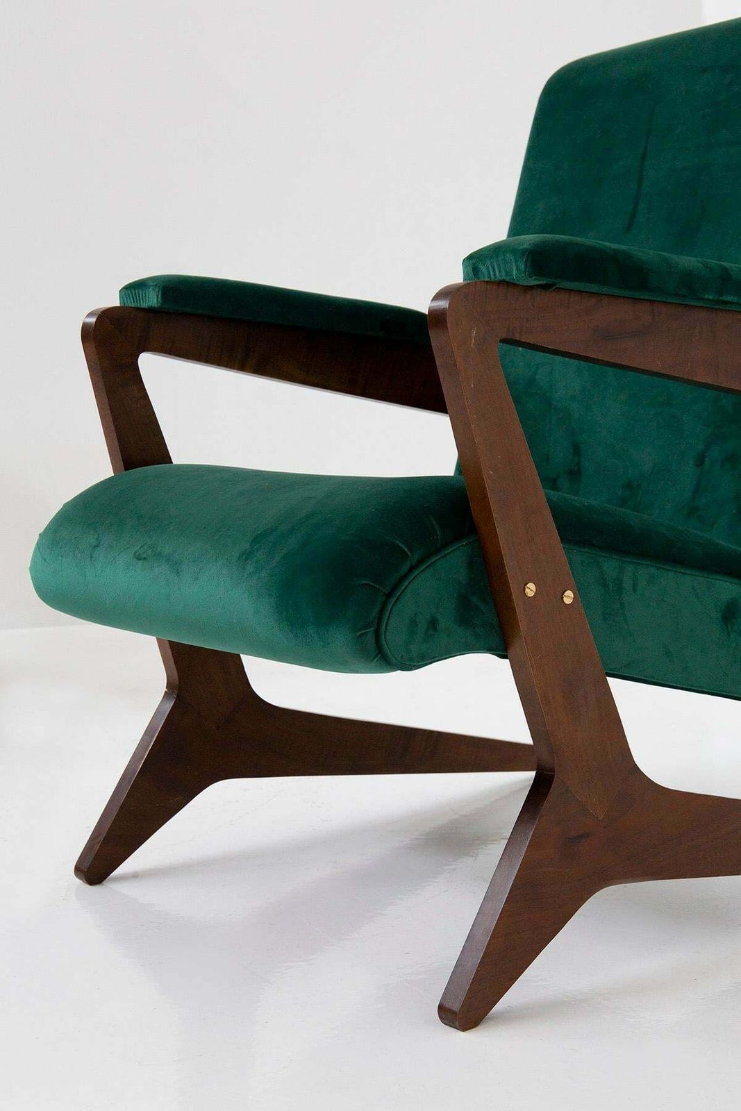 6868.0 Pair Of Brazilian Green Velvet Armchairs, 20th Century £5,723.17per Set photo
