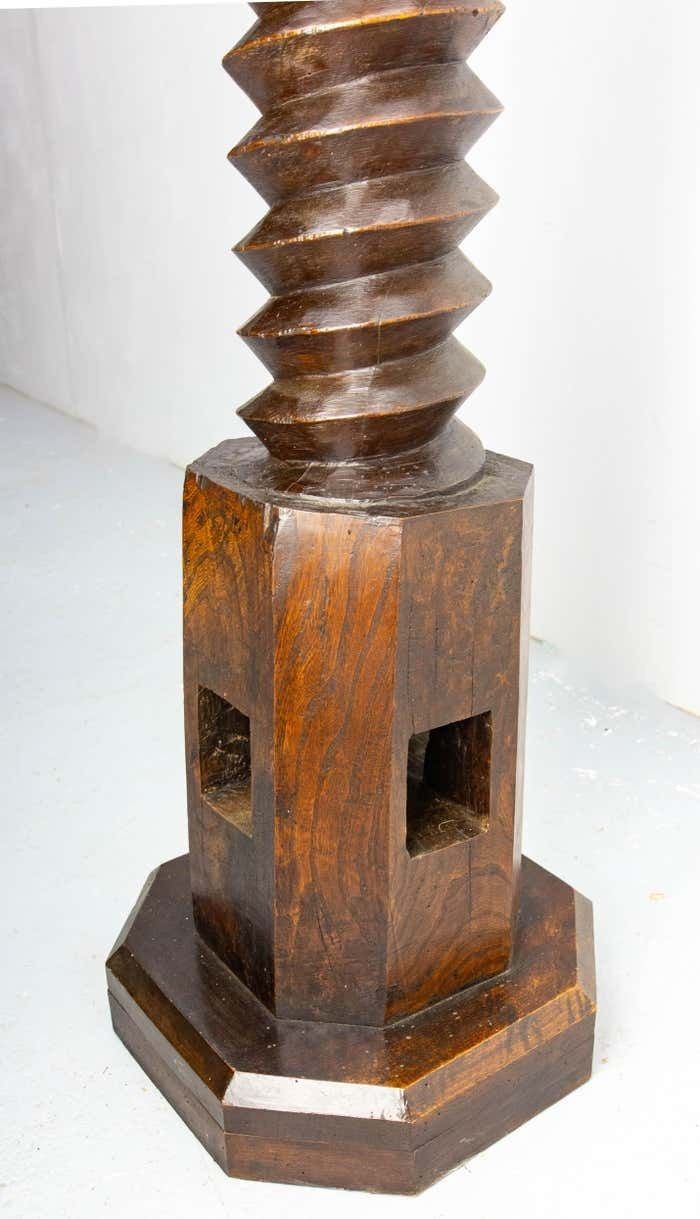French 19th Century Wine Press Screw High Pedestal Plant Holder photo vintage