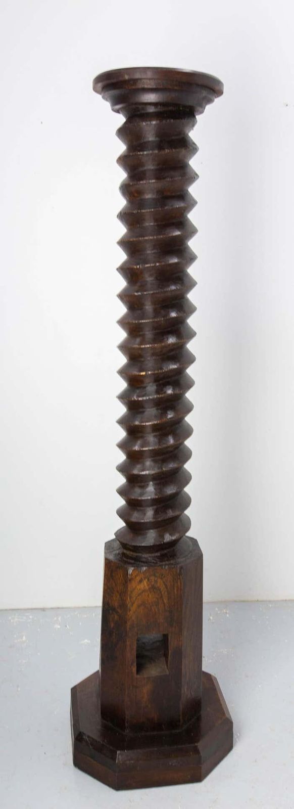 1057.0 French 19th Century Wine Press Screw High Pedestal Plant Holder photo