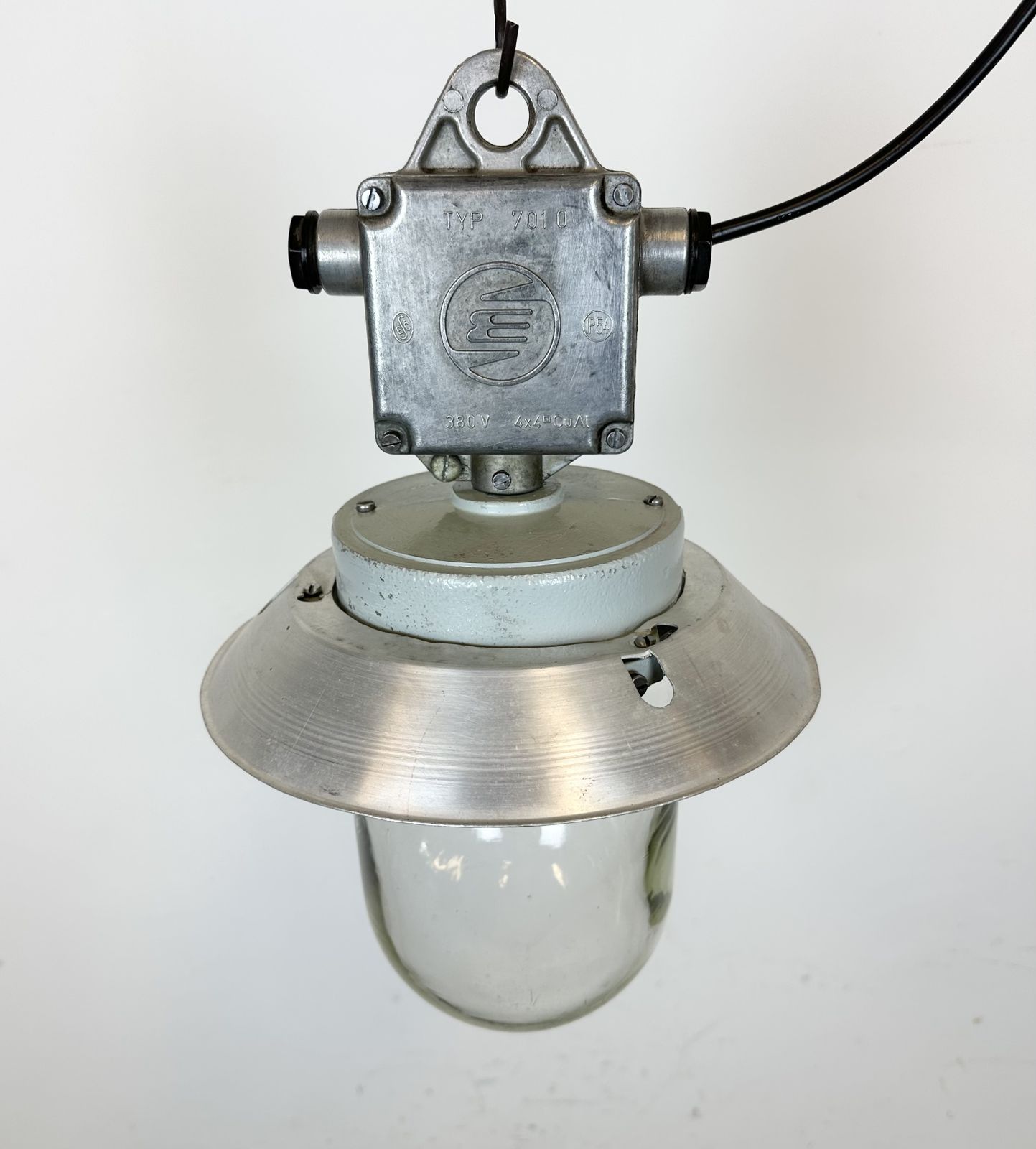 Lighting Industrial Aluminium Light With Clear Glass Cover From Elektrosvit, 1970s, 4x photo