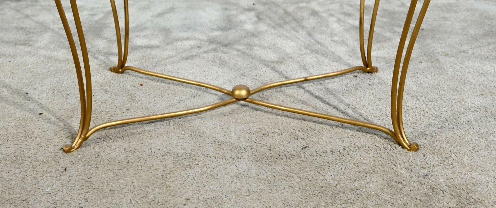 photo for sale Small Table In Golden Wrought Iron And Glass, Drouet Spirit, 1970