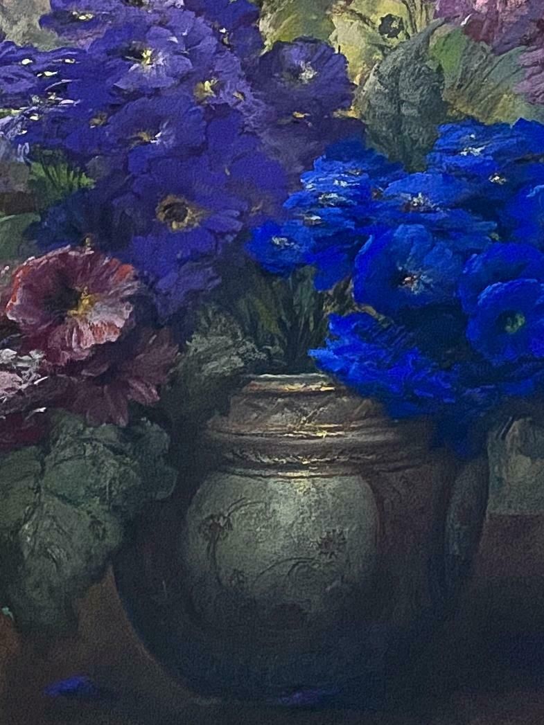 Art Pastel Painting "Vase With Flowers" Signed Jaak Van Den Seylbergh Belgium, 1950 photo