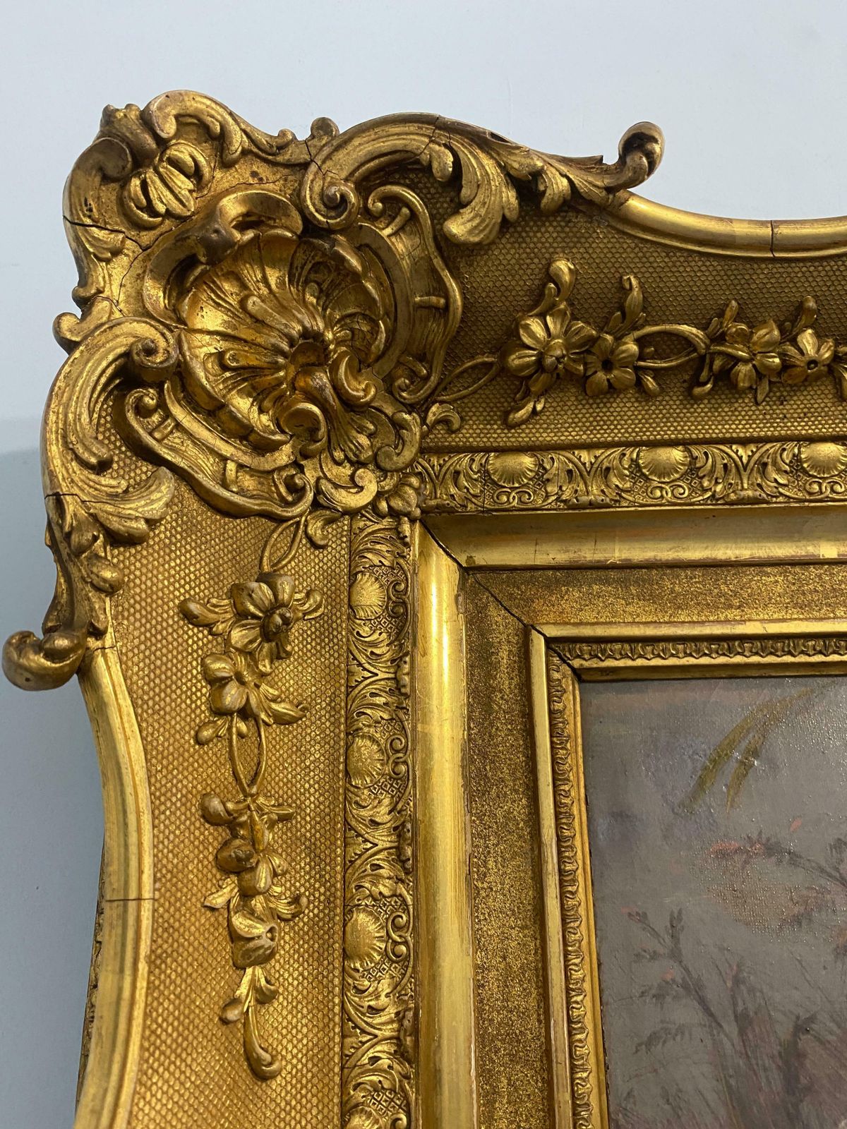 photo furniture Antique Oil Painting "Flowers Of The Field" Signed, Second Half Of The 19th Century, France