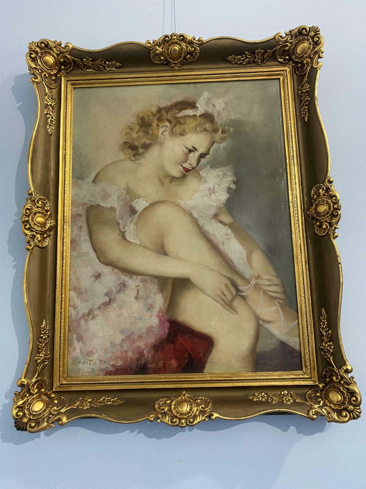 Antique Oil Painting "Ballerina" Signed Pal Fried photo for sale