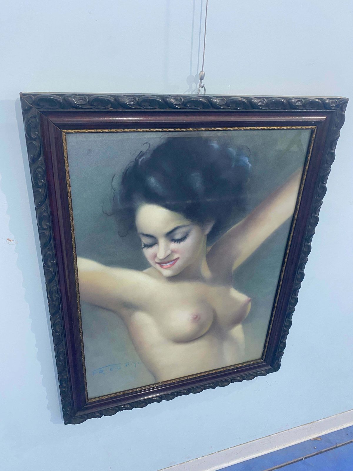 Art Deco Pastel Painting "Female Nude" Signed Fried Pal 1930s photo for sale