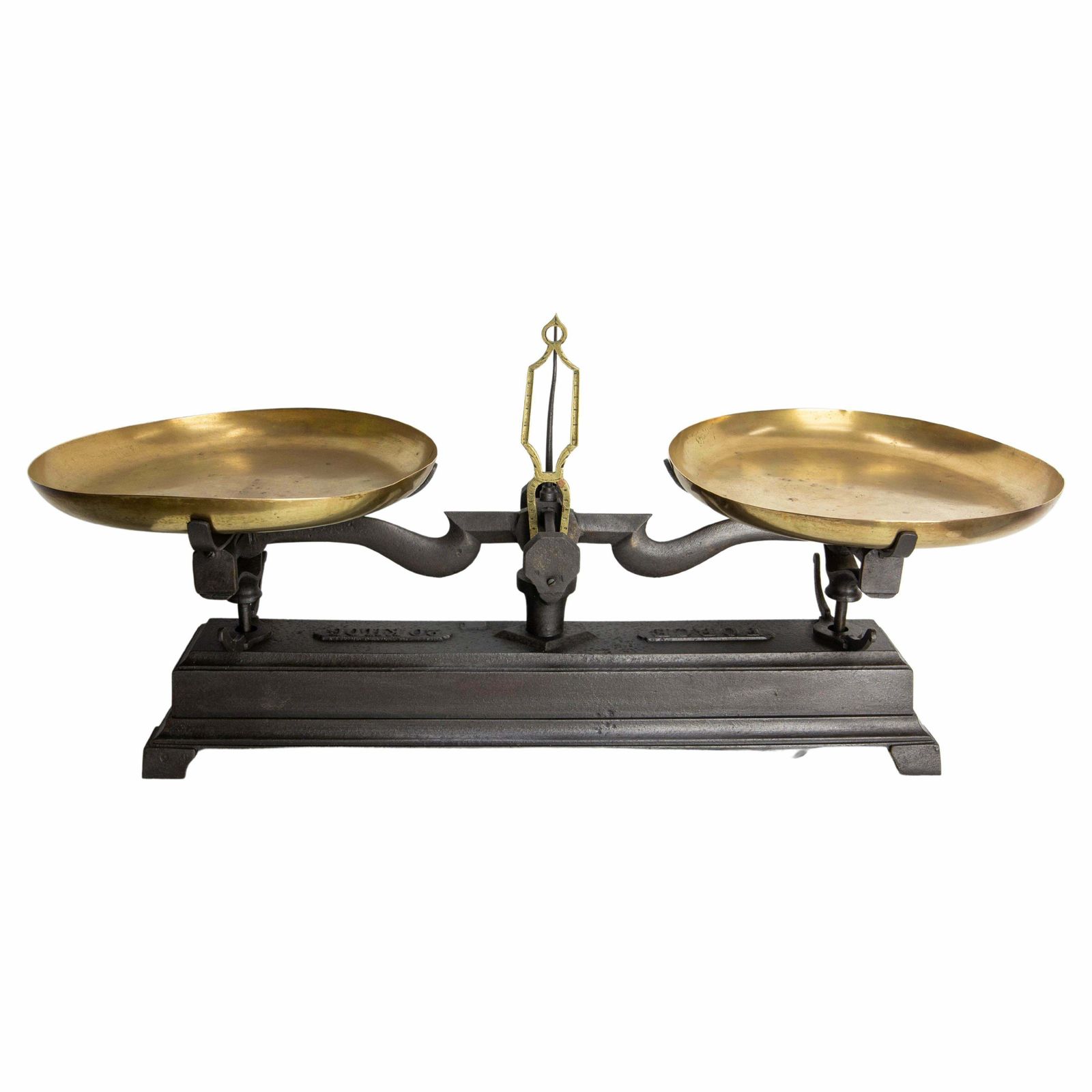 Antique Trade Scale Brass And Cast Iron, France, Circa 1880 photo furniture