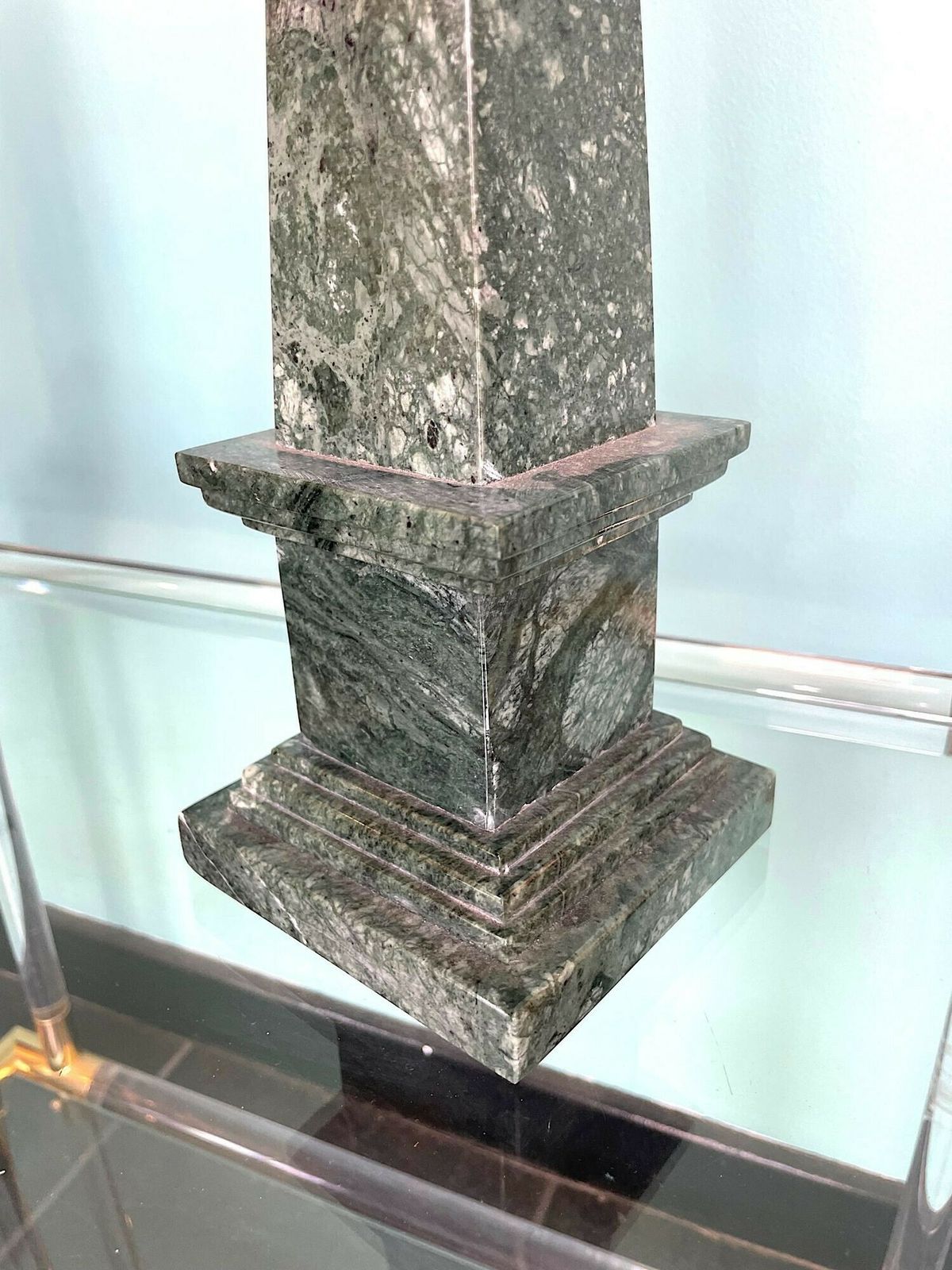 1350.0 A Pair Of Italian Verde Indio Green Marble Obelisks photo