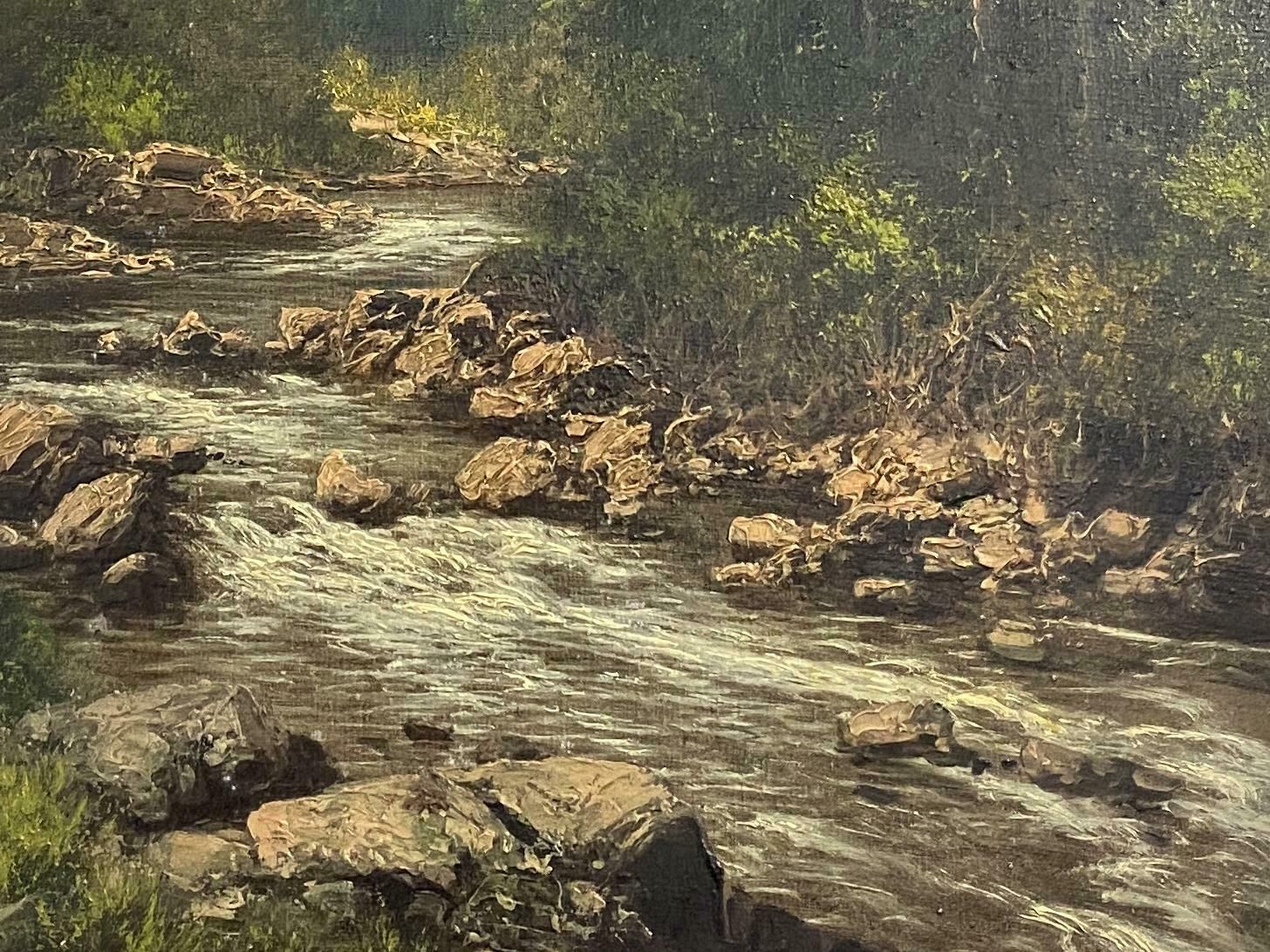 Antique Oil Painting "Mountain Landscape With Stream" By Lazlo Neogrady photo for sale