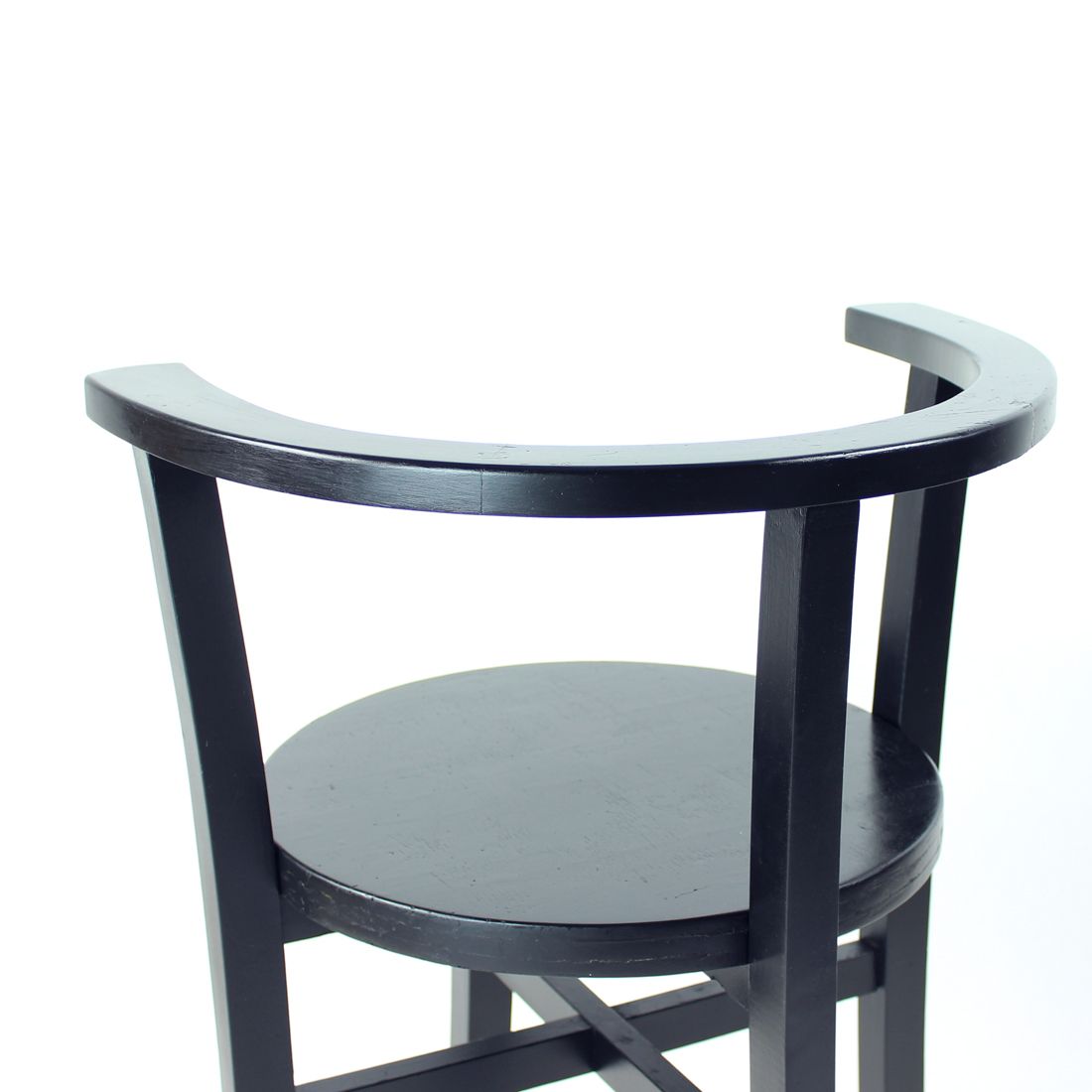 Set Of 4, Black Oak Dining Chairs, Czechoslovakia 1930s photo vintage