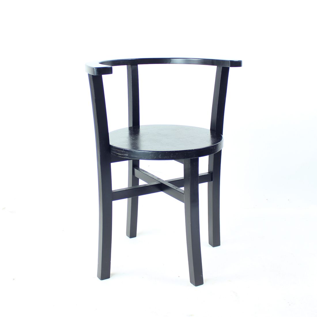 photo buy Set Of 4, Black Oak Dining Chairs, Czechoslovakia 1930s