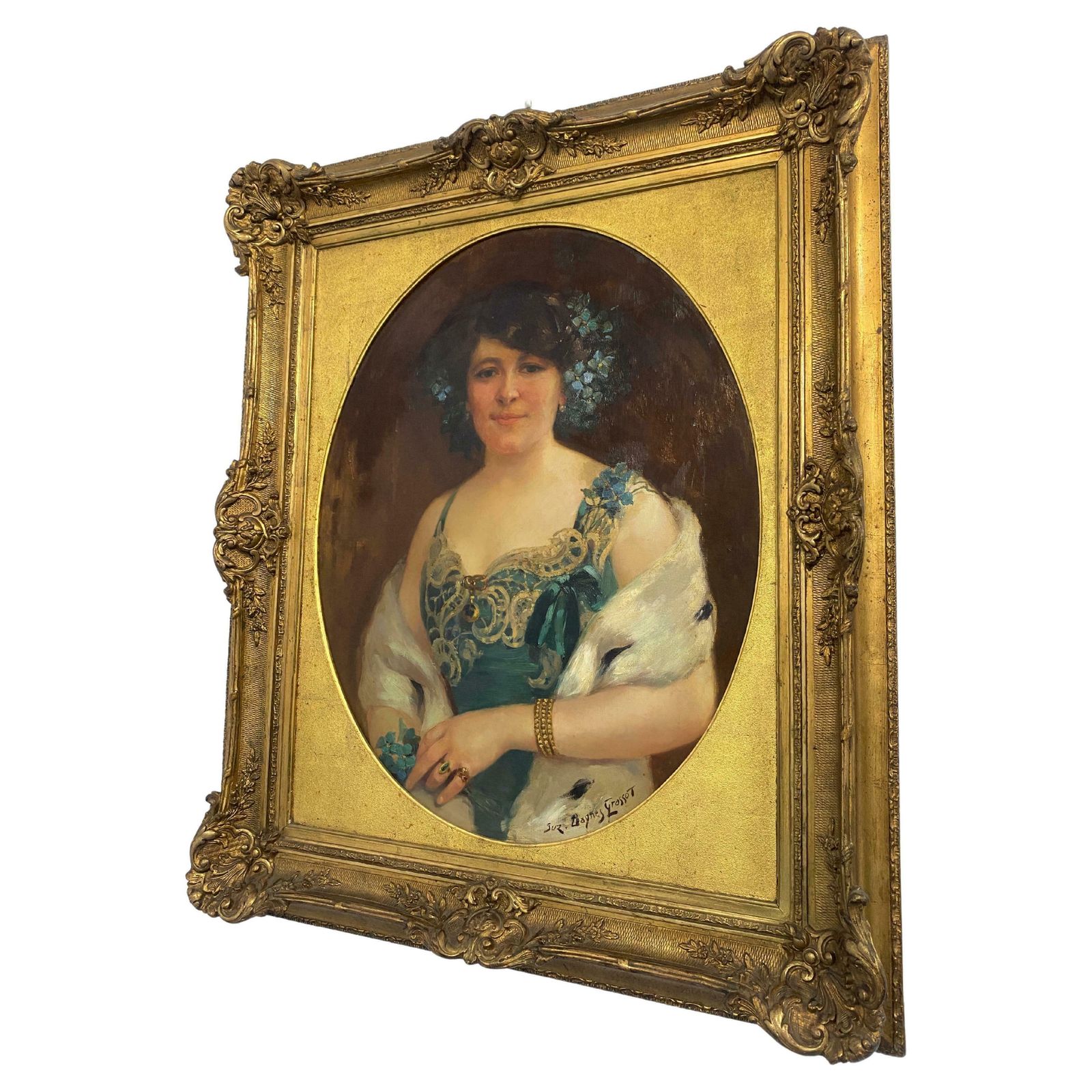 Oil Painting "Portrait Of A Woman" Signed Suzanne Daynes Grassot, France 1920s