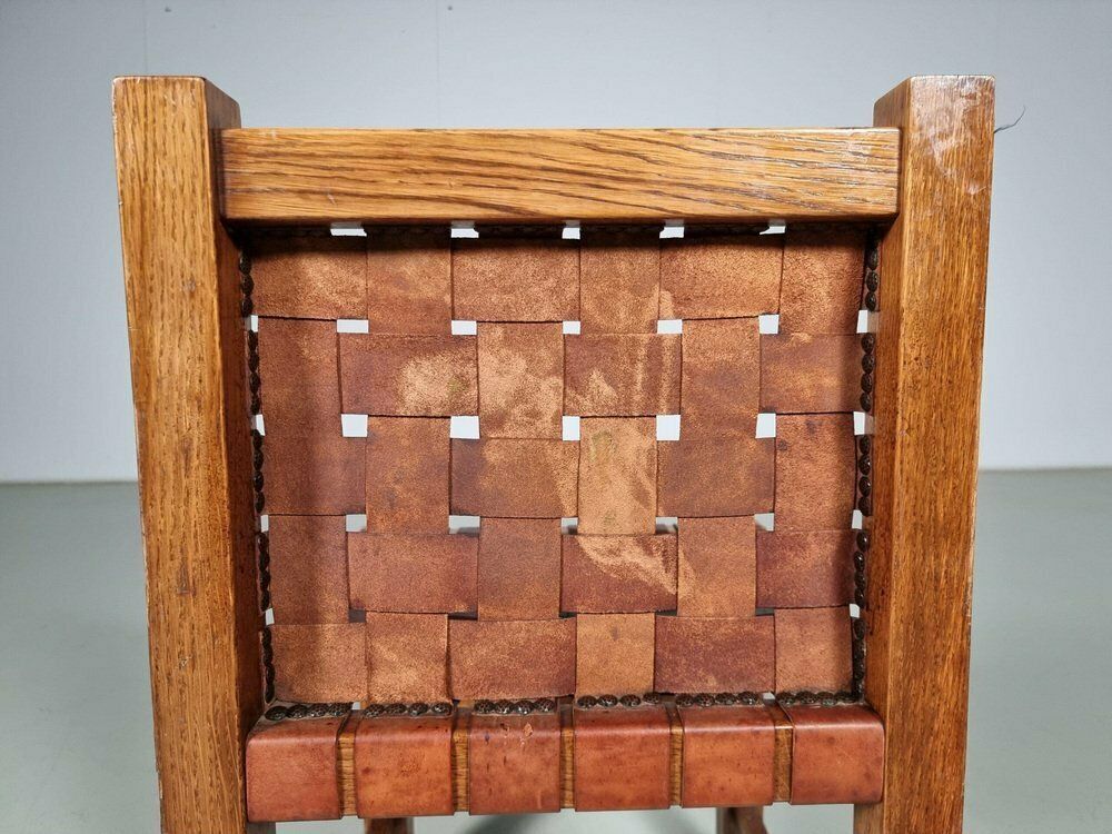 photo for sale Oak Brutalist Dining Chairs, Belgium, 1970s, Set Of 5