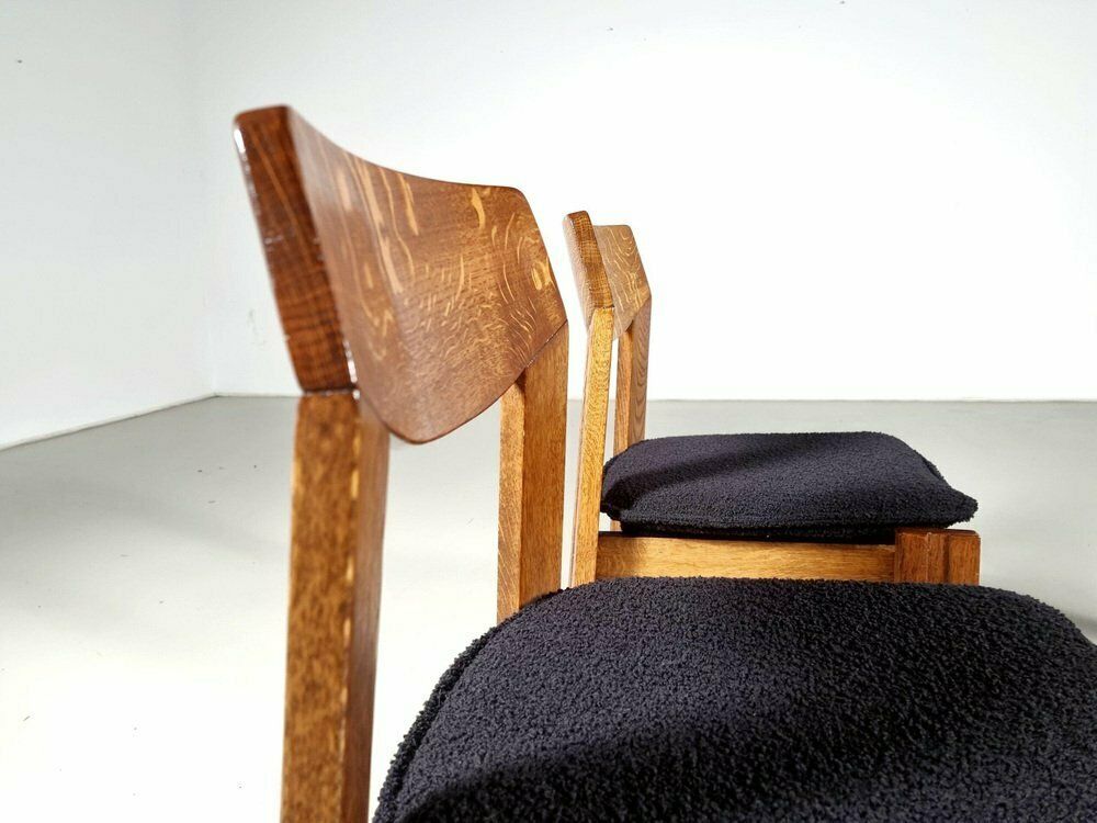 photo for sale Brutalist Oak Dining Chairs, The Netherlands, 1970s, Set Of 4
