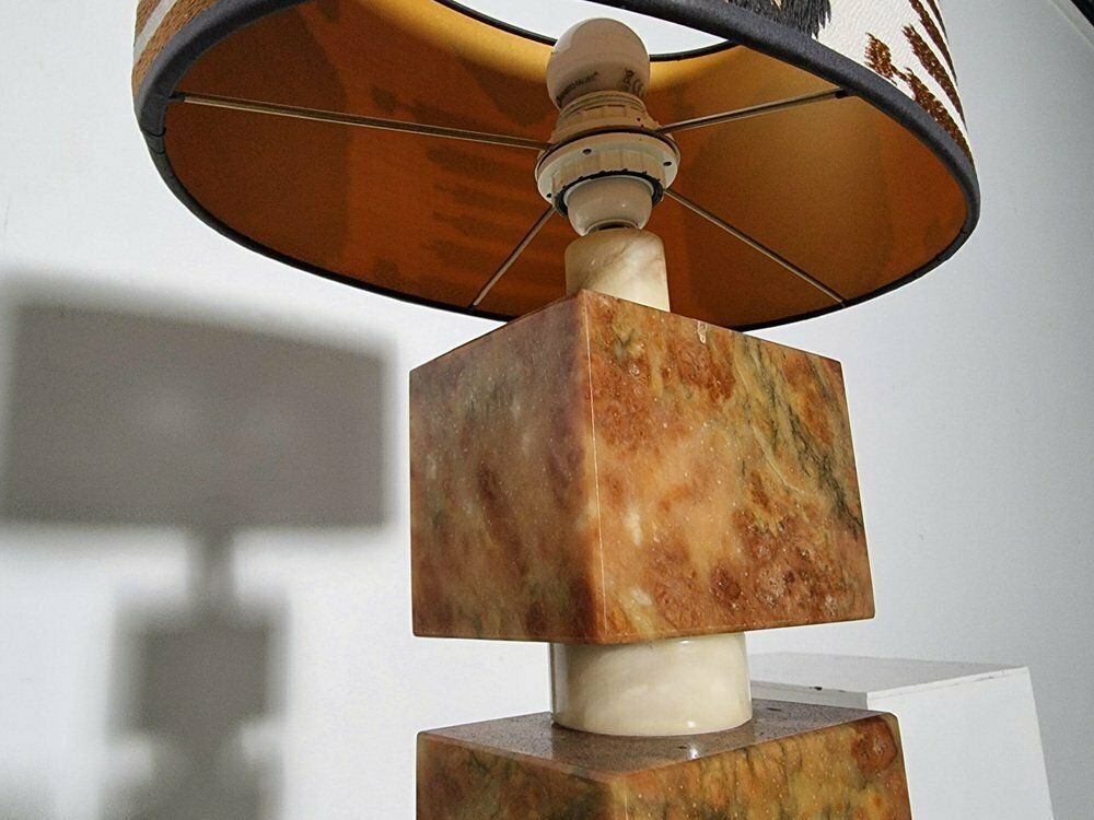 Mid Century Italian Red And Cream Marble Table Lamps, 1960s, Set Of 2 photo buy