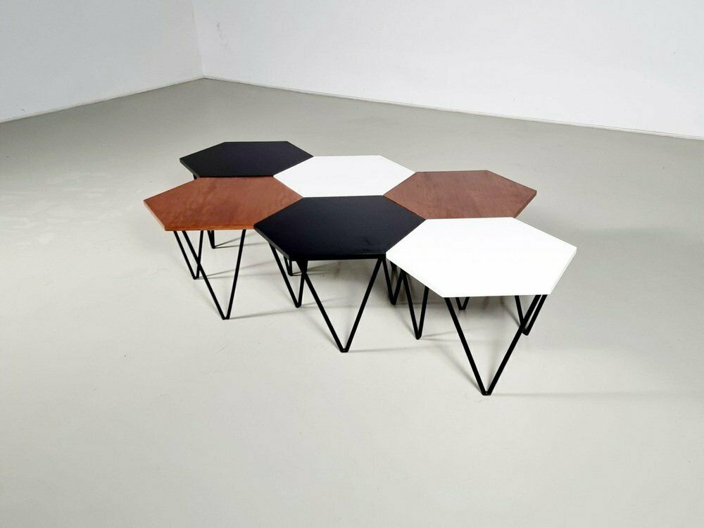 Hexagonal Coffee Tables By Isa Bergamo For Gio Ponti, 1950s, Set Of 6 photo Furniture