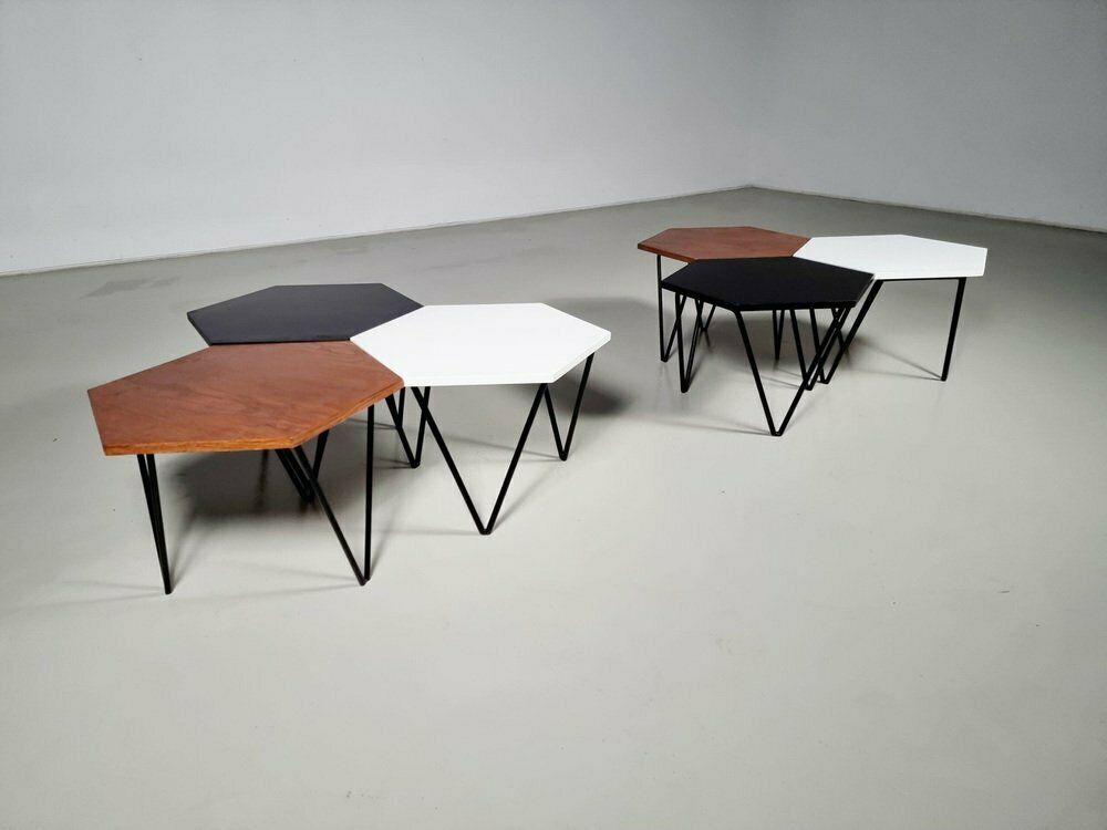 Hexagonal Coffee Tables By Isa Bergamo For Gio Ponti, 1950s, Set Of 6 photo vinterior
