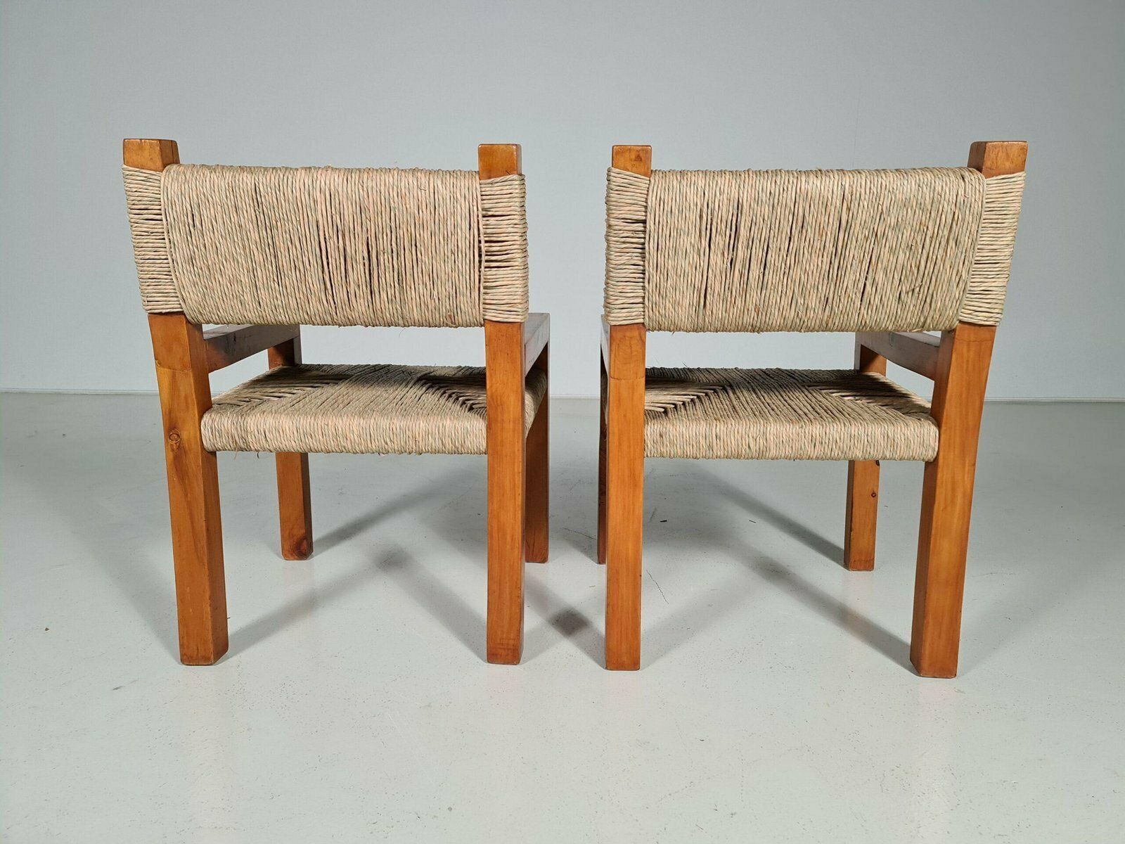photo furniture Brutalist Pine Wood Dining Chairs, France, 1960s, Set Of 6
