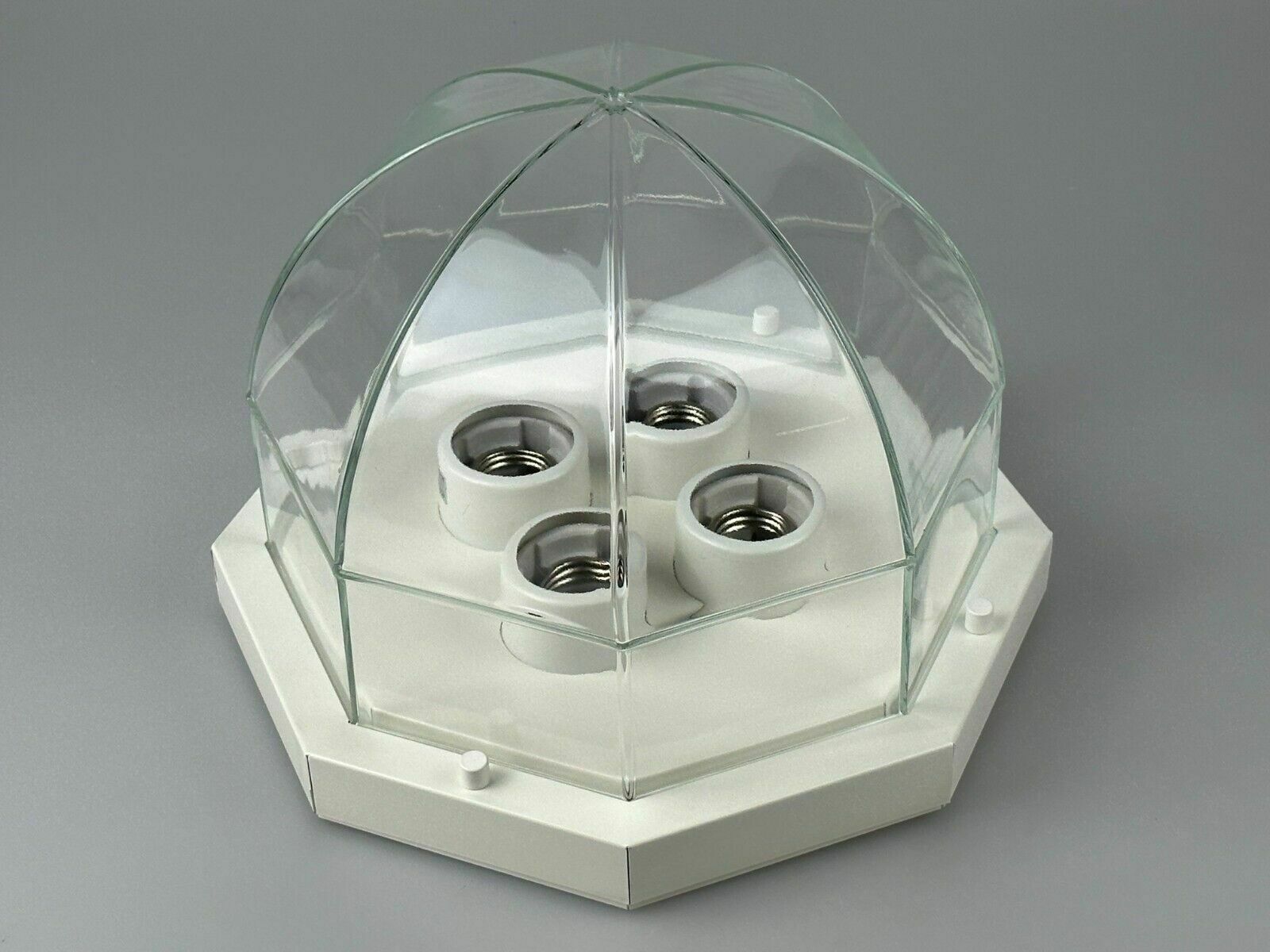 60s 70s Ceiling Lamp Glashütte Limburg Germany Plafoniere Glass & Metal photo vintage