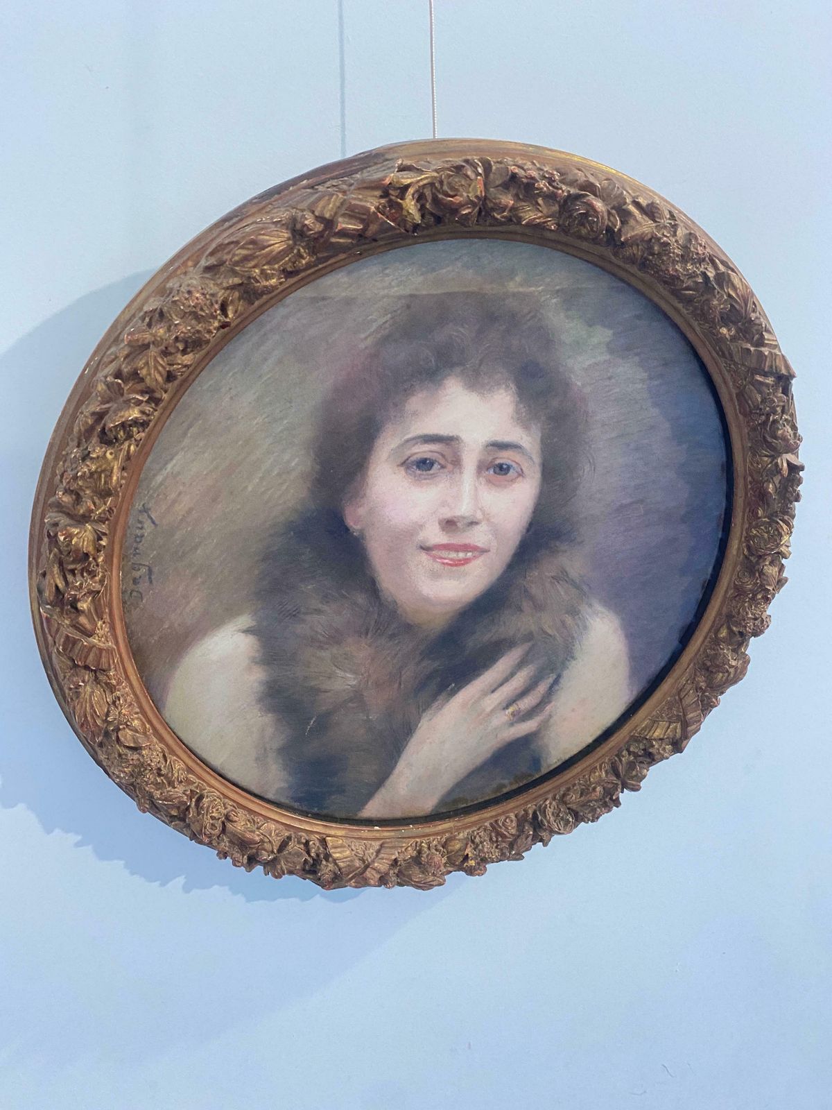 Antique Pastel Painting "Portrait Of A Woman" Signed Dagnaux, France 1900 photo furniture
