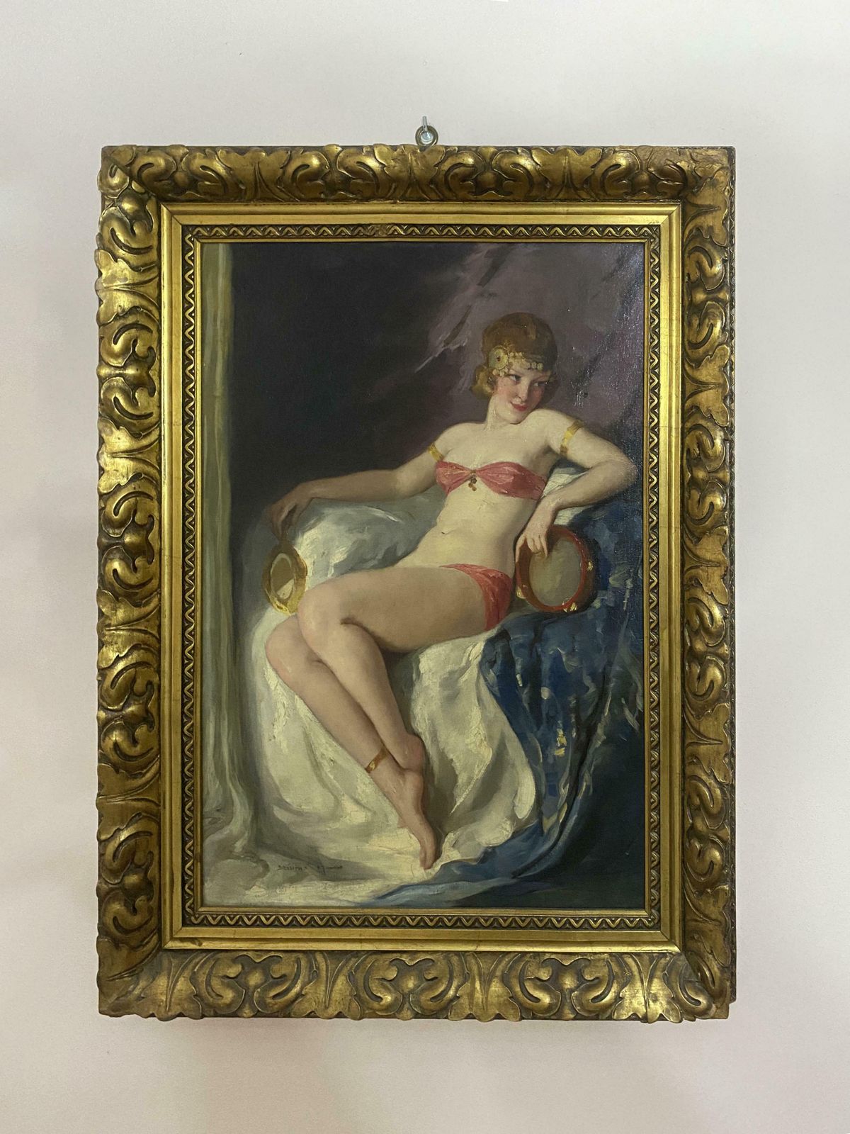 Antique Art Deco Oil Painting "Dancer" Signed Szantho Maria, Hungary 1940s photo 4867.0